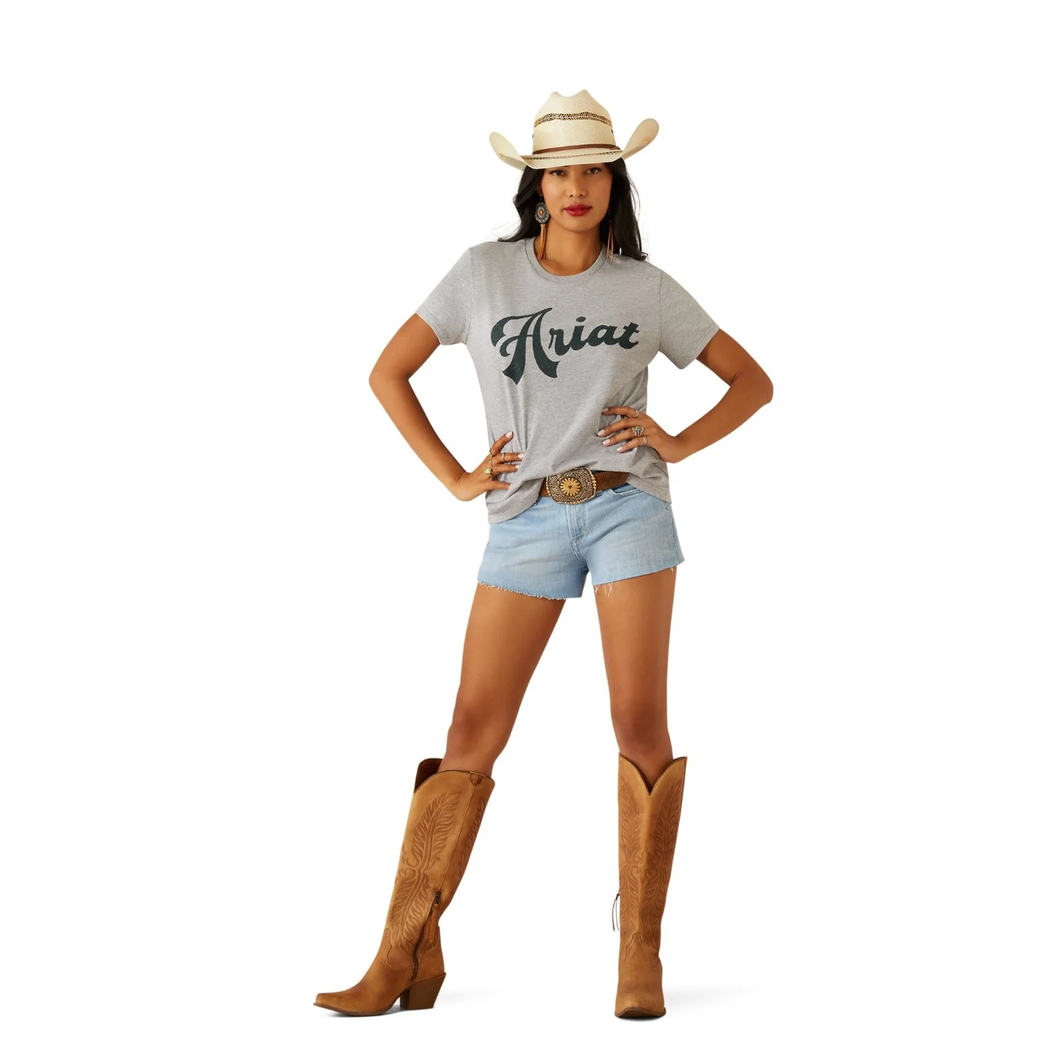 Ariat Women's Old School Script T-Shirt - Grey Heather - Image 3