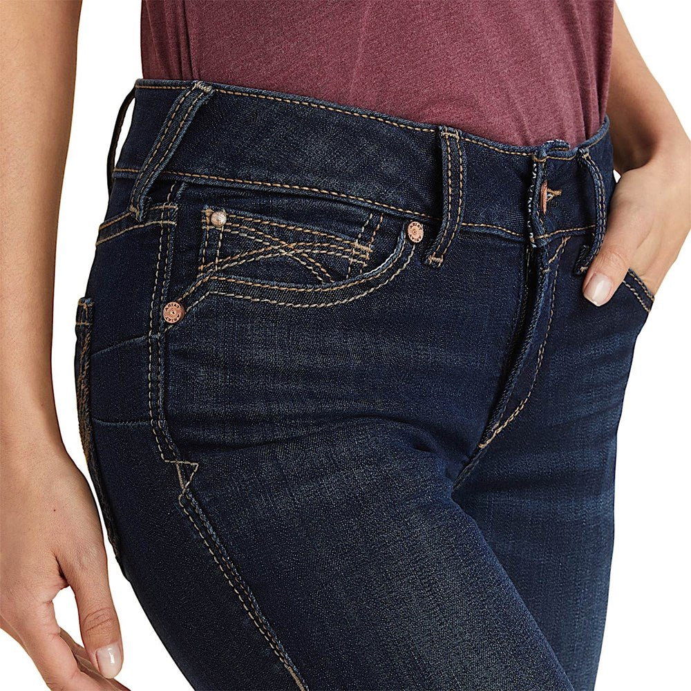 Ariat Womens R.E.A.L Mid Rise Straight Leg Jean Greta Midnight - Image 4