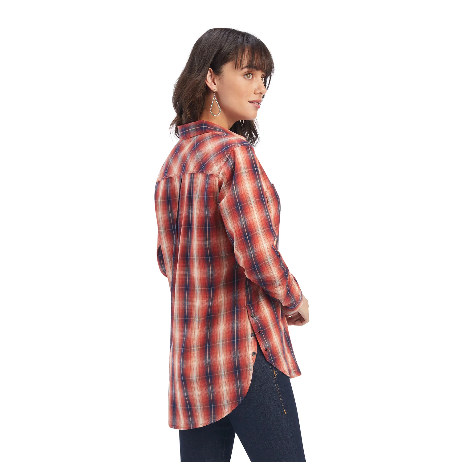 Ariat Womens REAL Billie Rae LS Shirt - Citrus Grove Plaid - Image 2