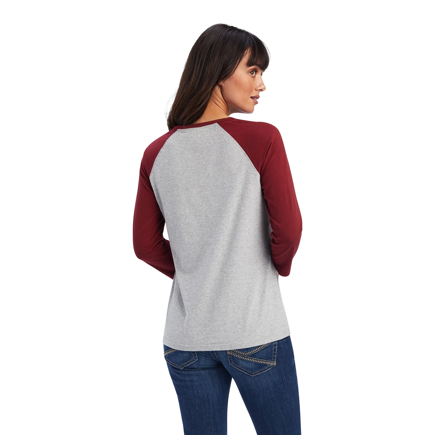 Ariat Womens REAL Sunrise Classic 3/4 Sleeve Shirt - Heather Grey - Image 2
