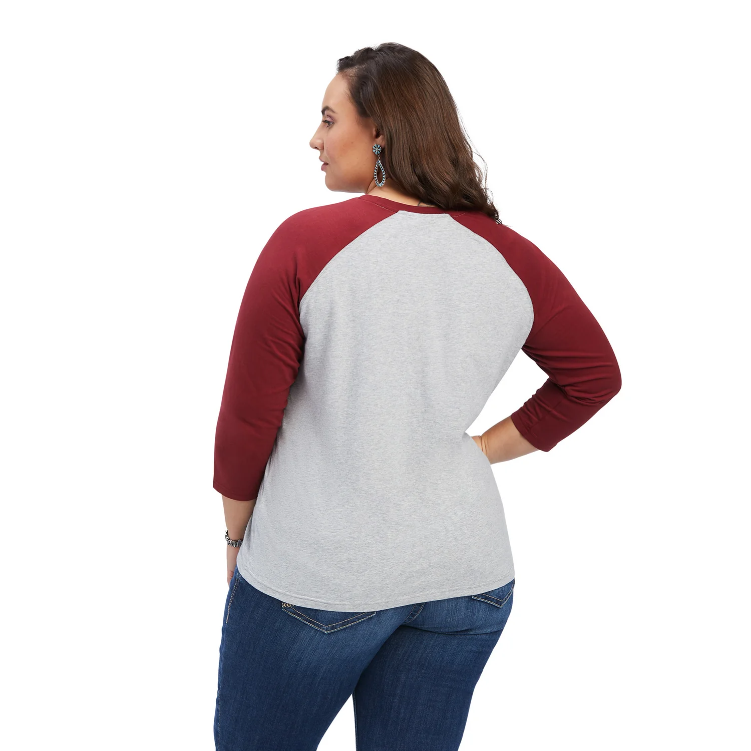Ariat Womens REAL Sunrise Classic 3/4 Sleeve Shirt - Heather Grey - Image 5