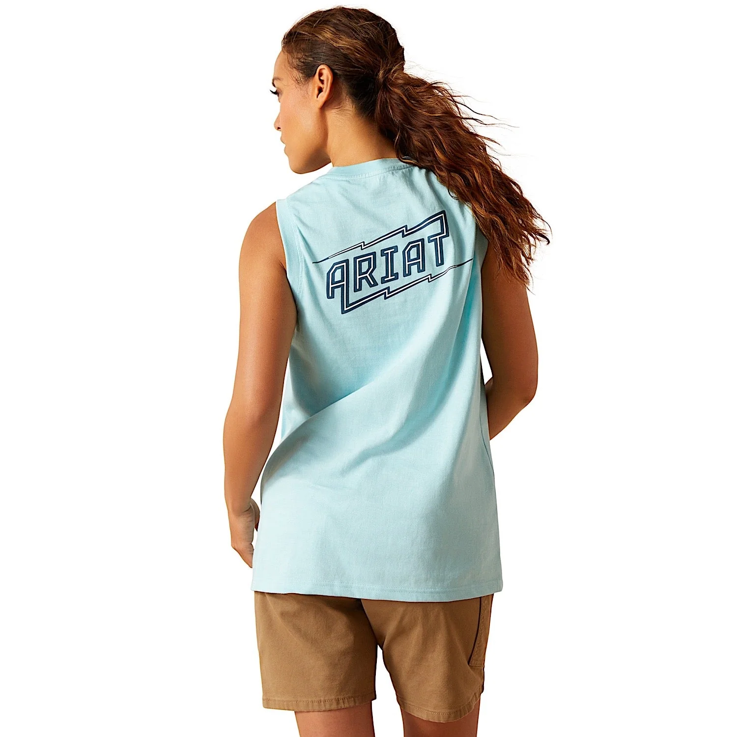 Ariat Womens Rebar Cotton Strong Bolt Sleeveless Tank - Arctic Blue - Image 2