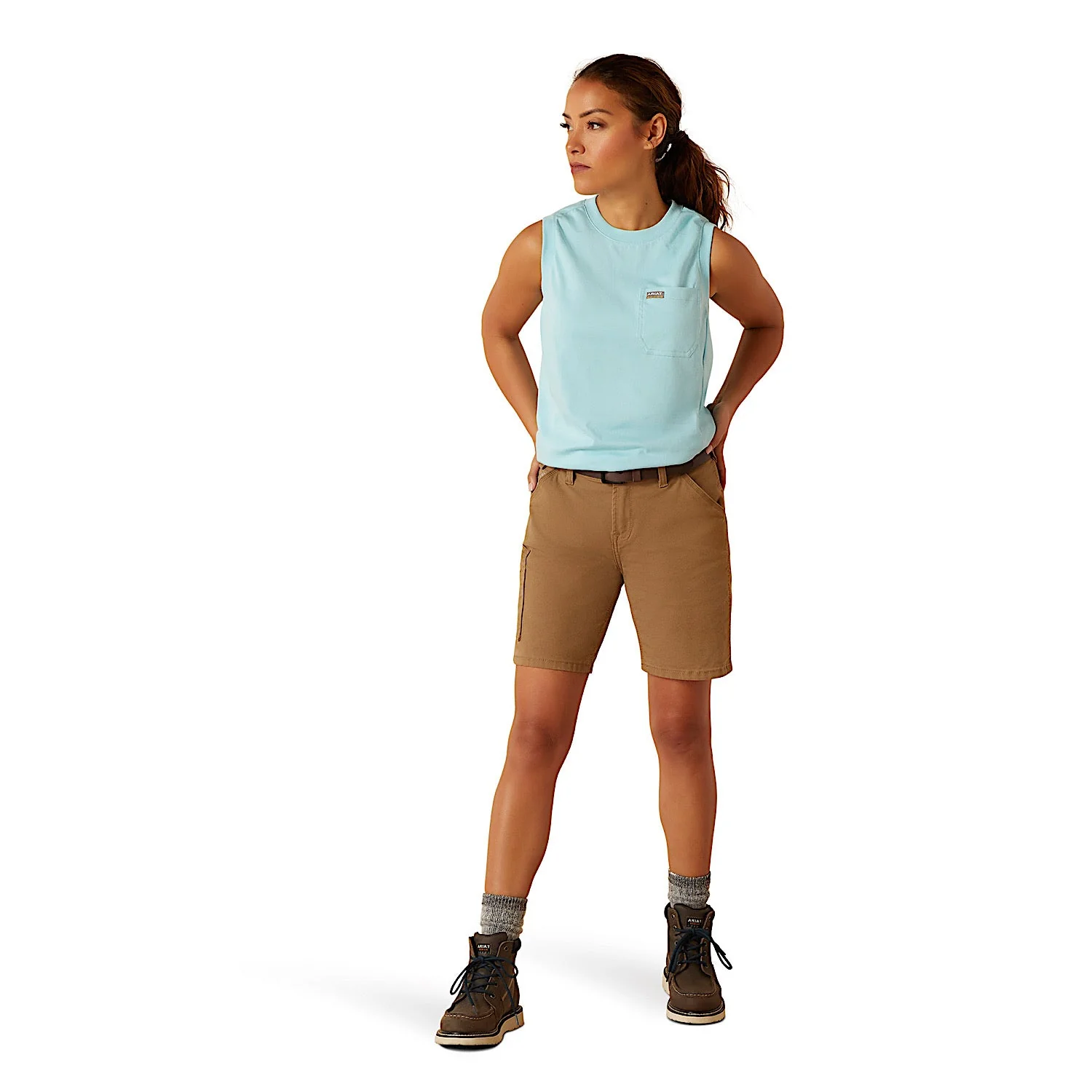 Ariat Womens Rebar Cotton Strong Bolt Sleeveless Tank - Arctic Blue - Image 3