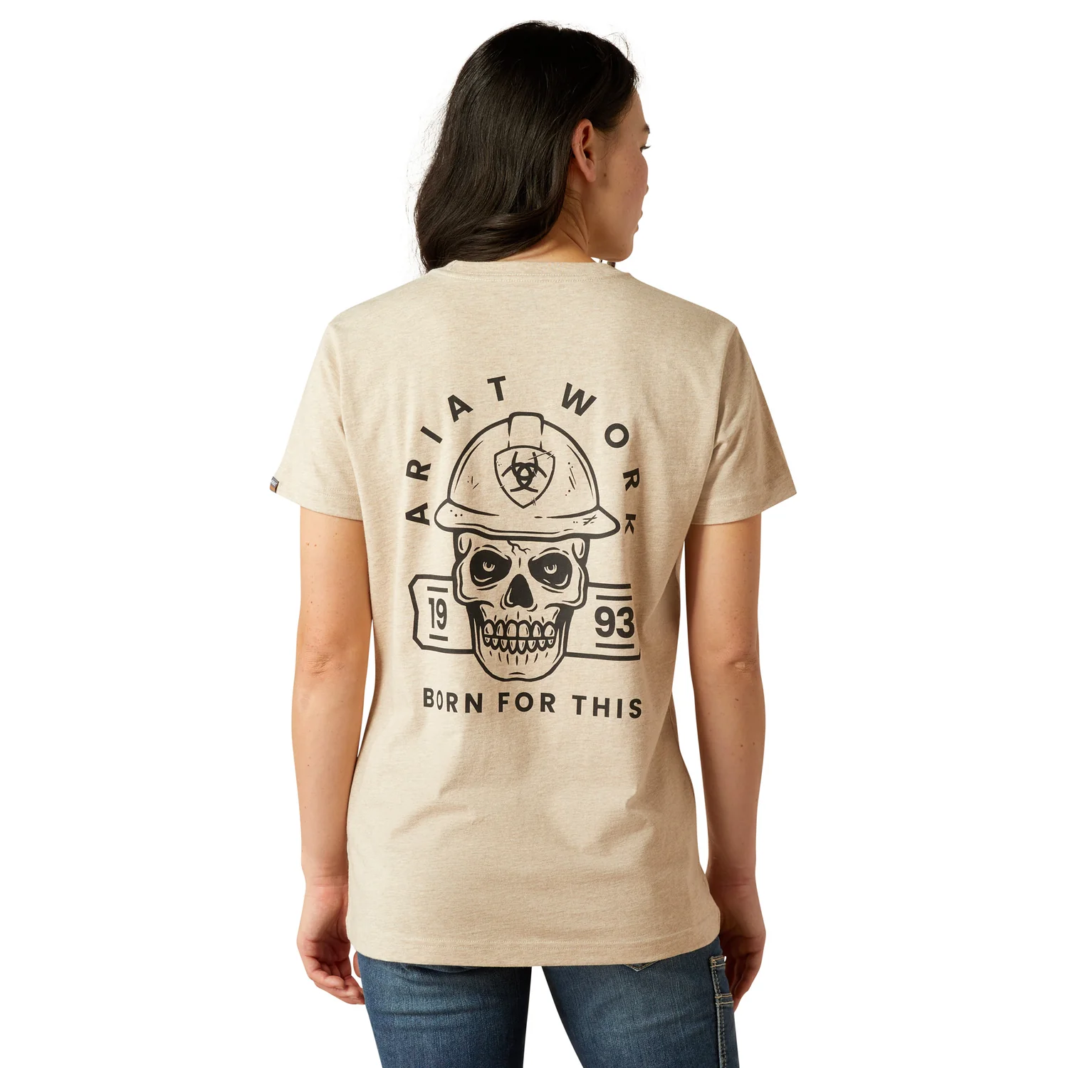 Ariat Women's Rebar Cotton Strong T Shirt - Oatmeal Heather - Image 2