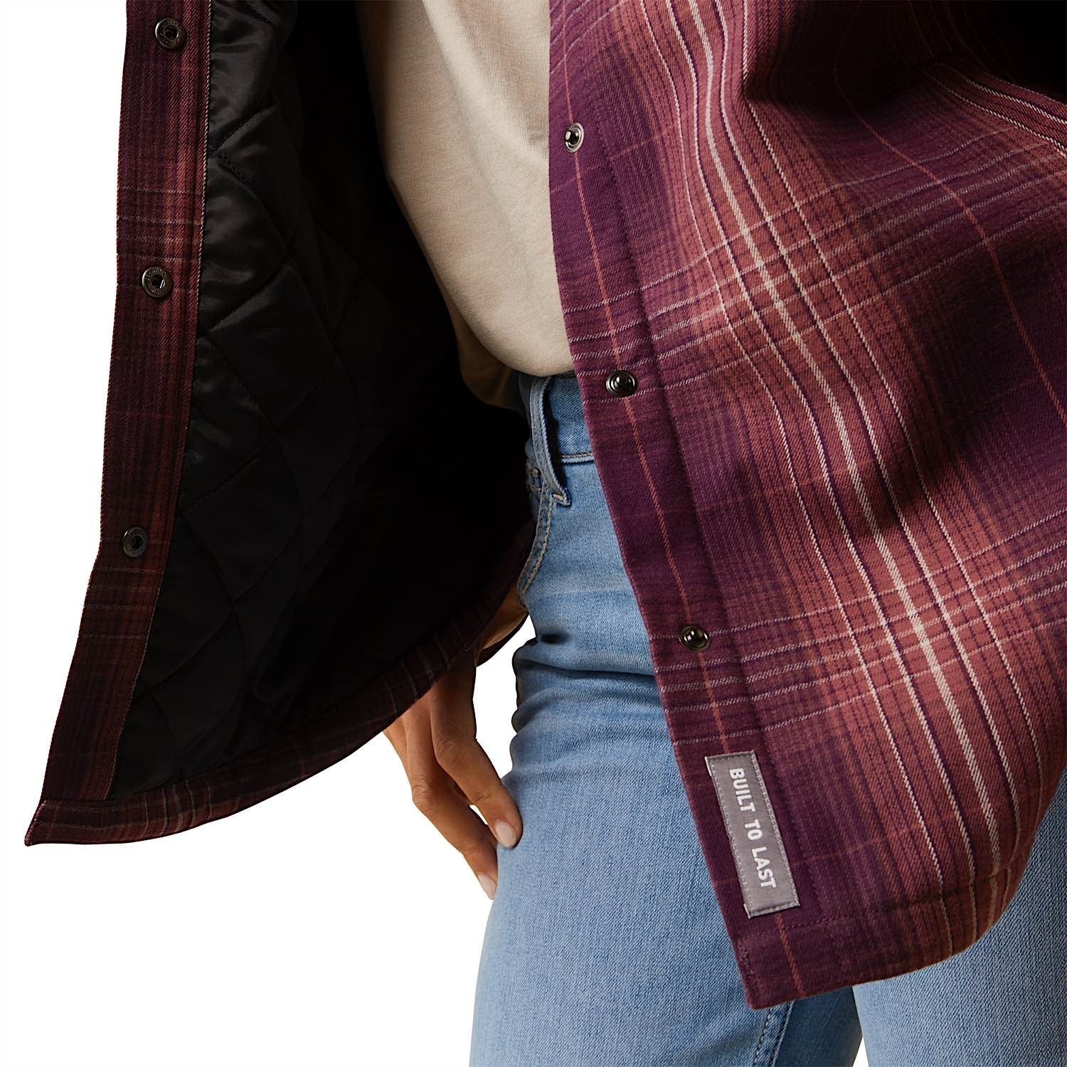 Ariat Womens Rebar Flannel Shirt Jacket Potent Purple Plaid - Image 6