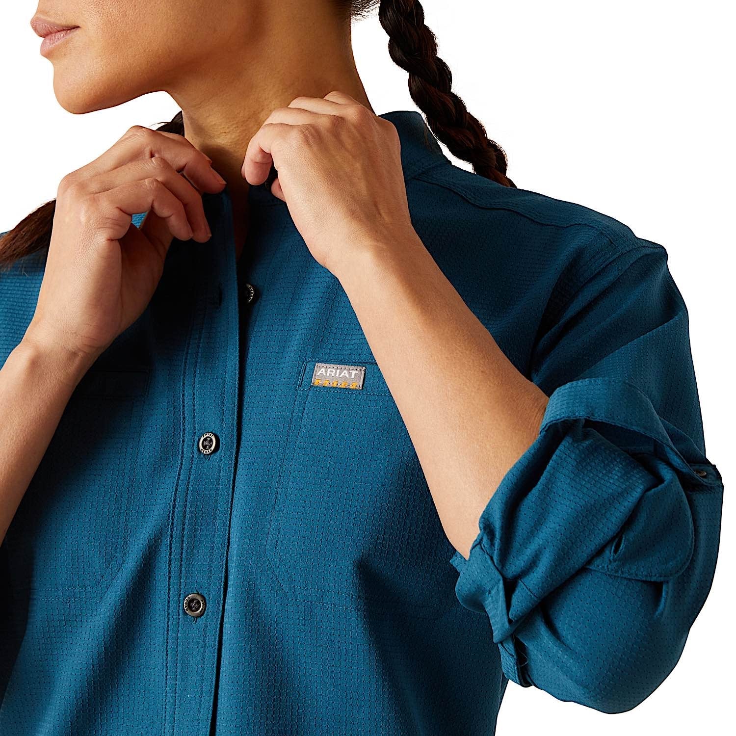 Ariat Women's Rebar Made Tough 360 Airflow Durastretch Work Shirt - Legion Blue - Image 4