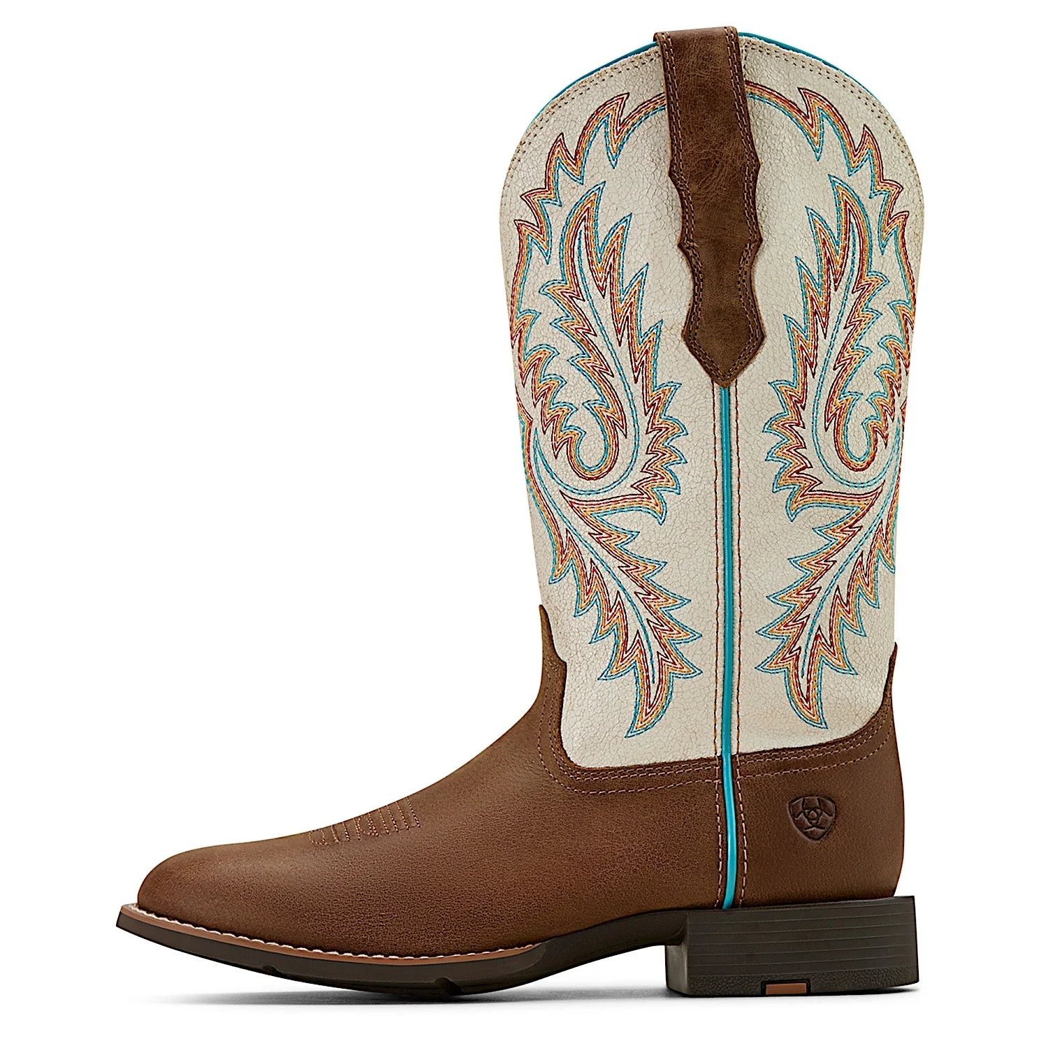 Ariat Women's Round Up W Toe Stretchfit Western Boot - Sandstorm/Distressed Ivory - Image 2
