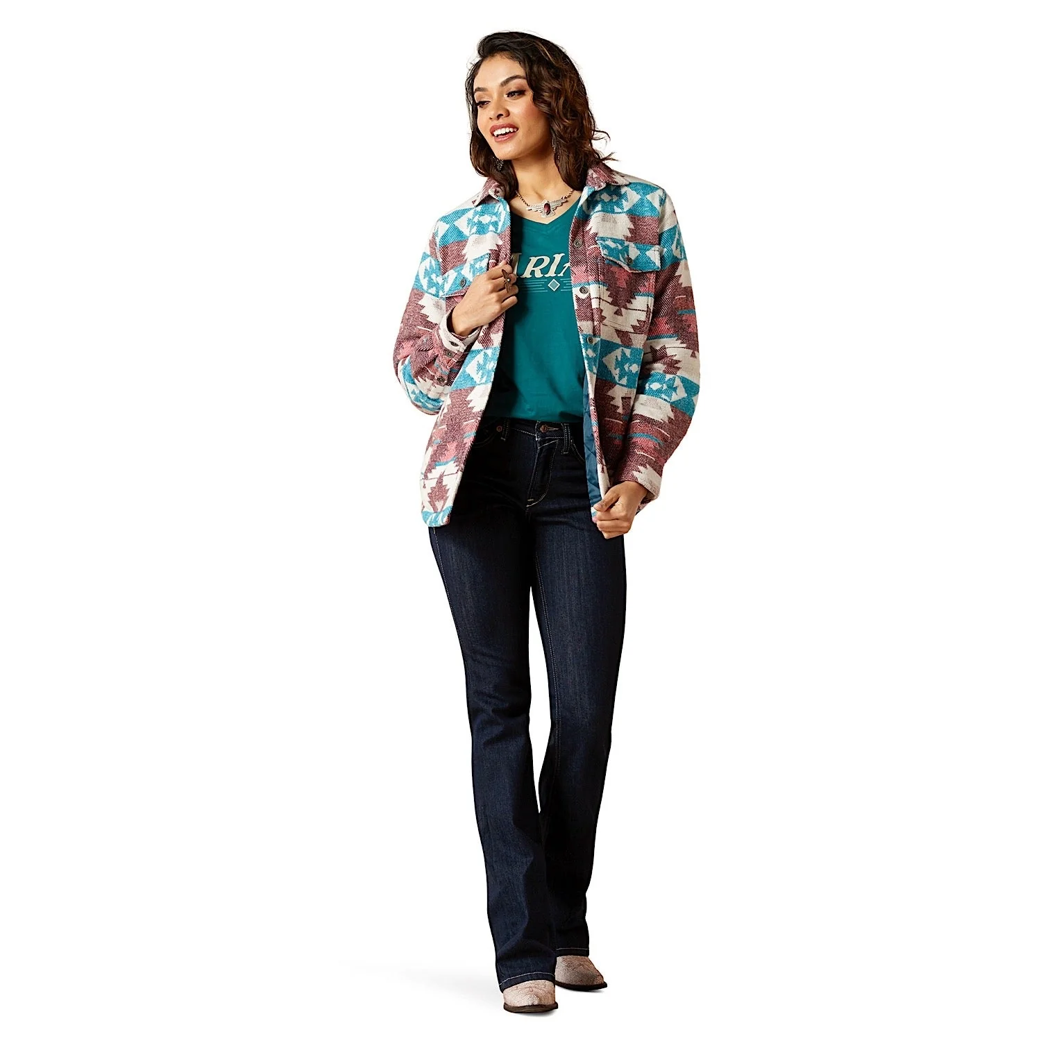 Ariat Women's Shacket Shirt Jacket - Baja Jacquard - Image 4