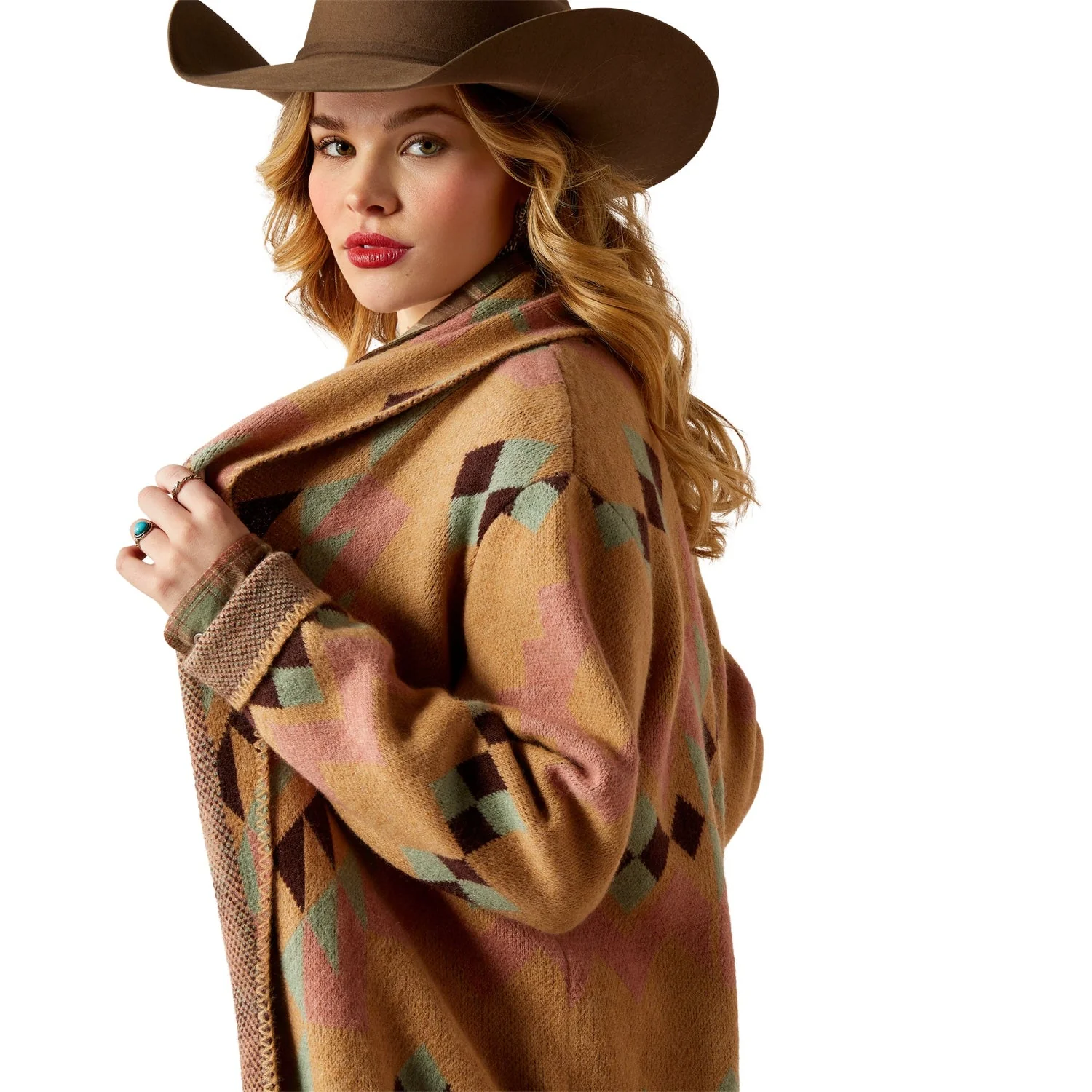 Ariat Women's Sunset Chic Blanket Coat - Spark Geo Jacquard - Image 4