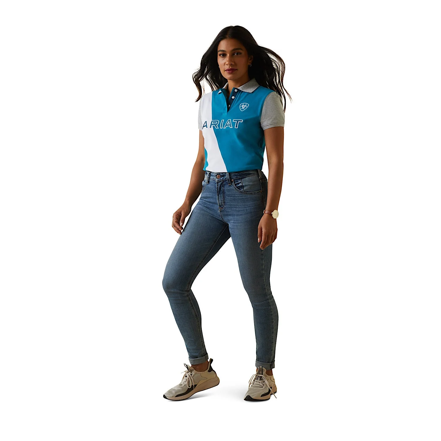 Ariat Women's Taryn Polo - Mosaic Blue - Image 3