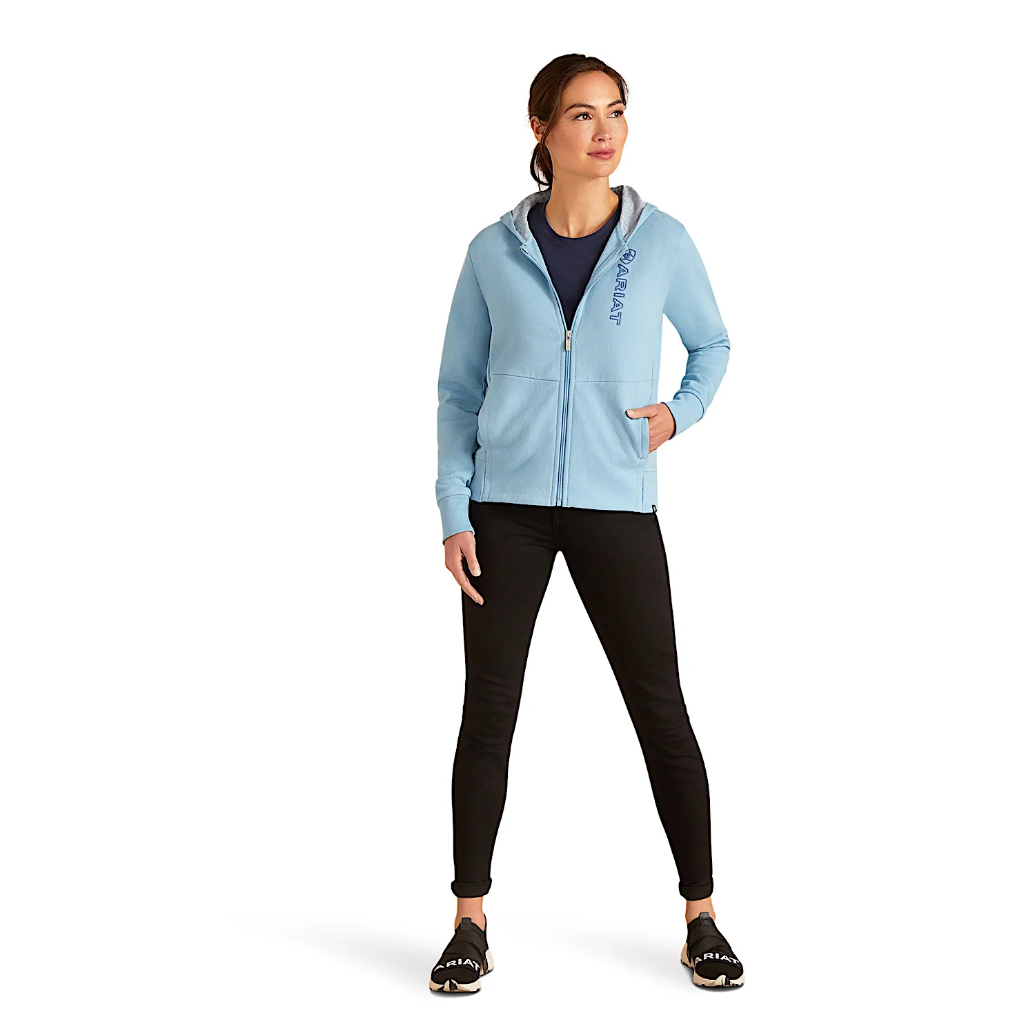 Ariat Women's Team Logo Full Zip Hoodie - Glacier Lake - Image 3