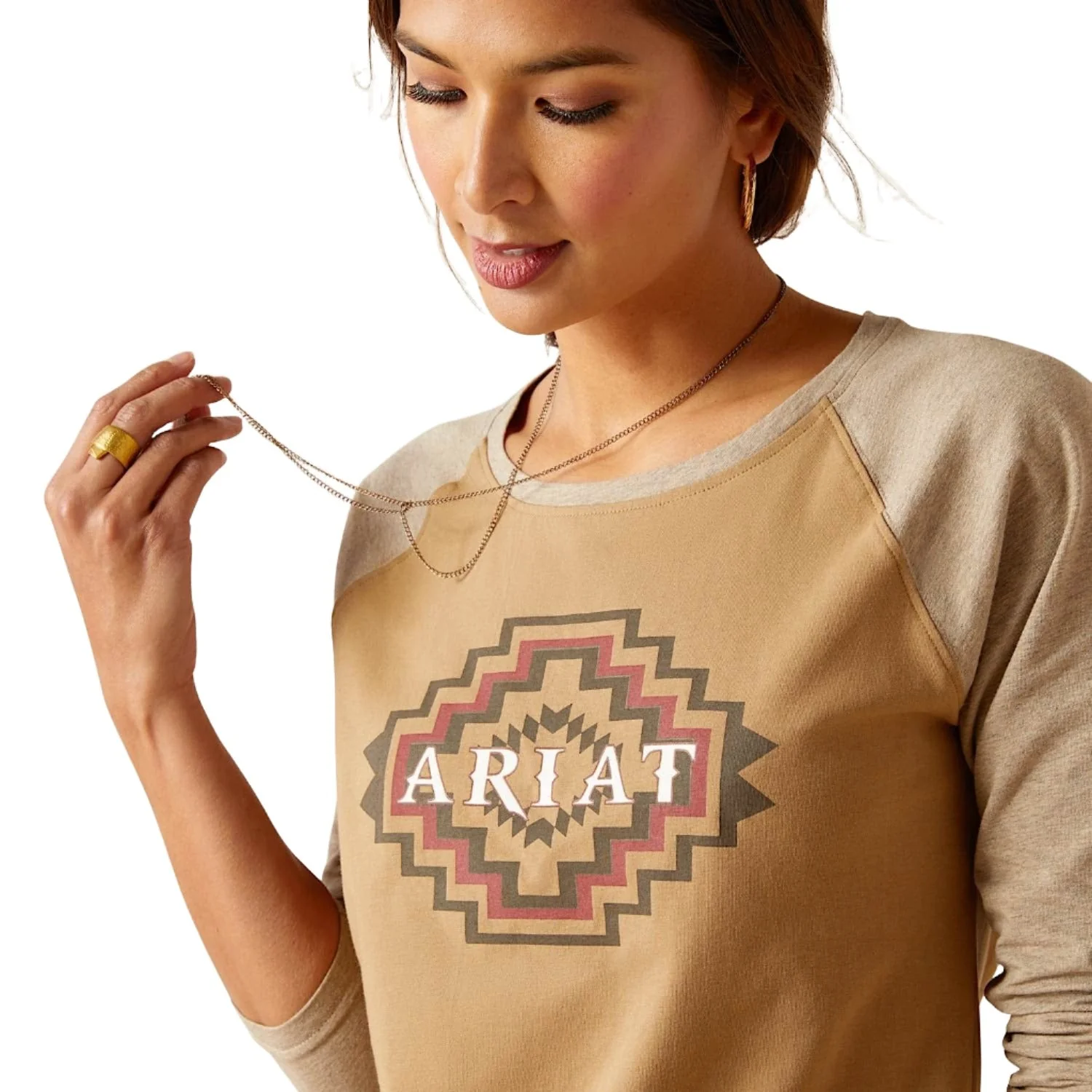 Ariat Women's Tucson Baseball Long Sleeve Tee - Petrified Oak - Image 3