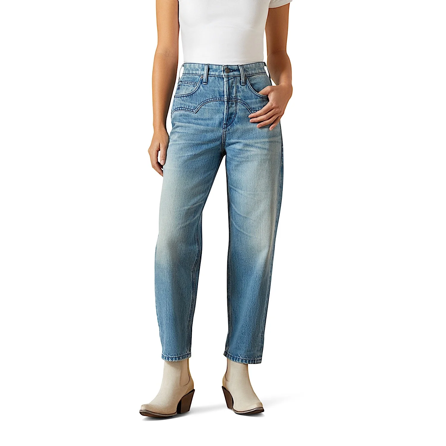 Ariat Women's Ultra High Rise Cheyenne Yoke Tomboy Straight Leg Jeans - Candy