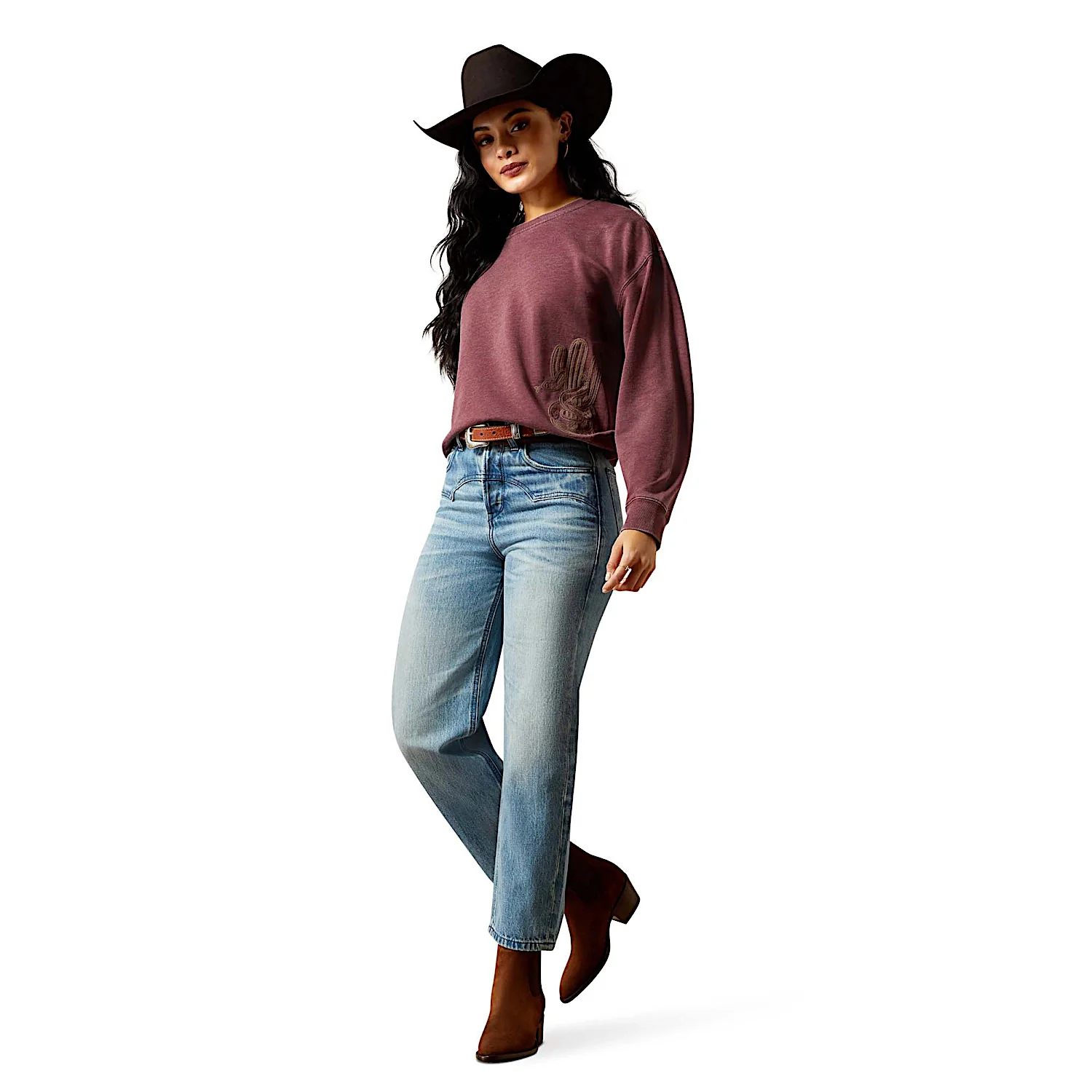 Ariat Women's Ultra High Rise Cheyenne Yoke Tomboy Straight Leg Jeans - Candy - Image 3