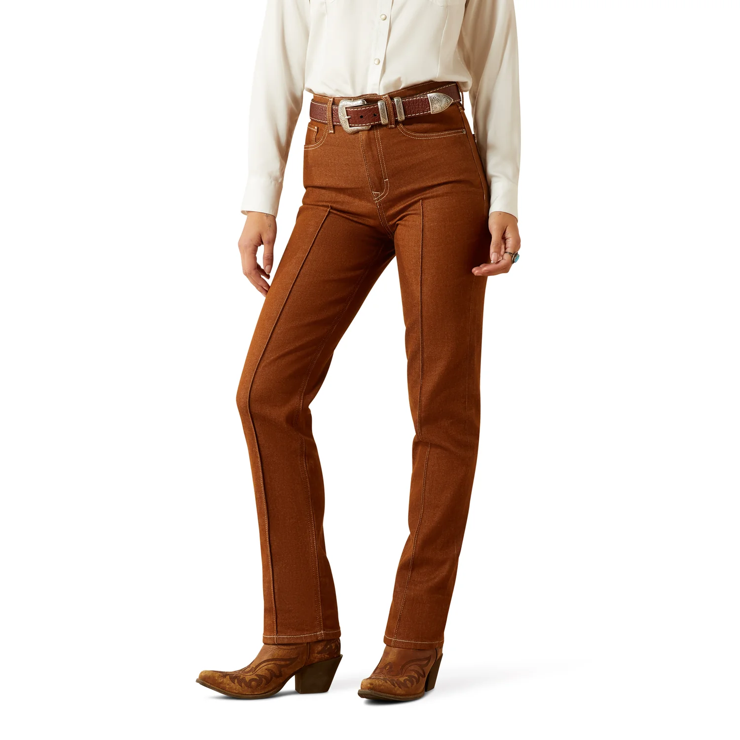 Ariat Women's Ultra High Rise Jazmine Relaxed Straight Leg Jean - Pecan Brown