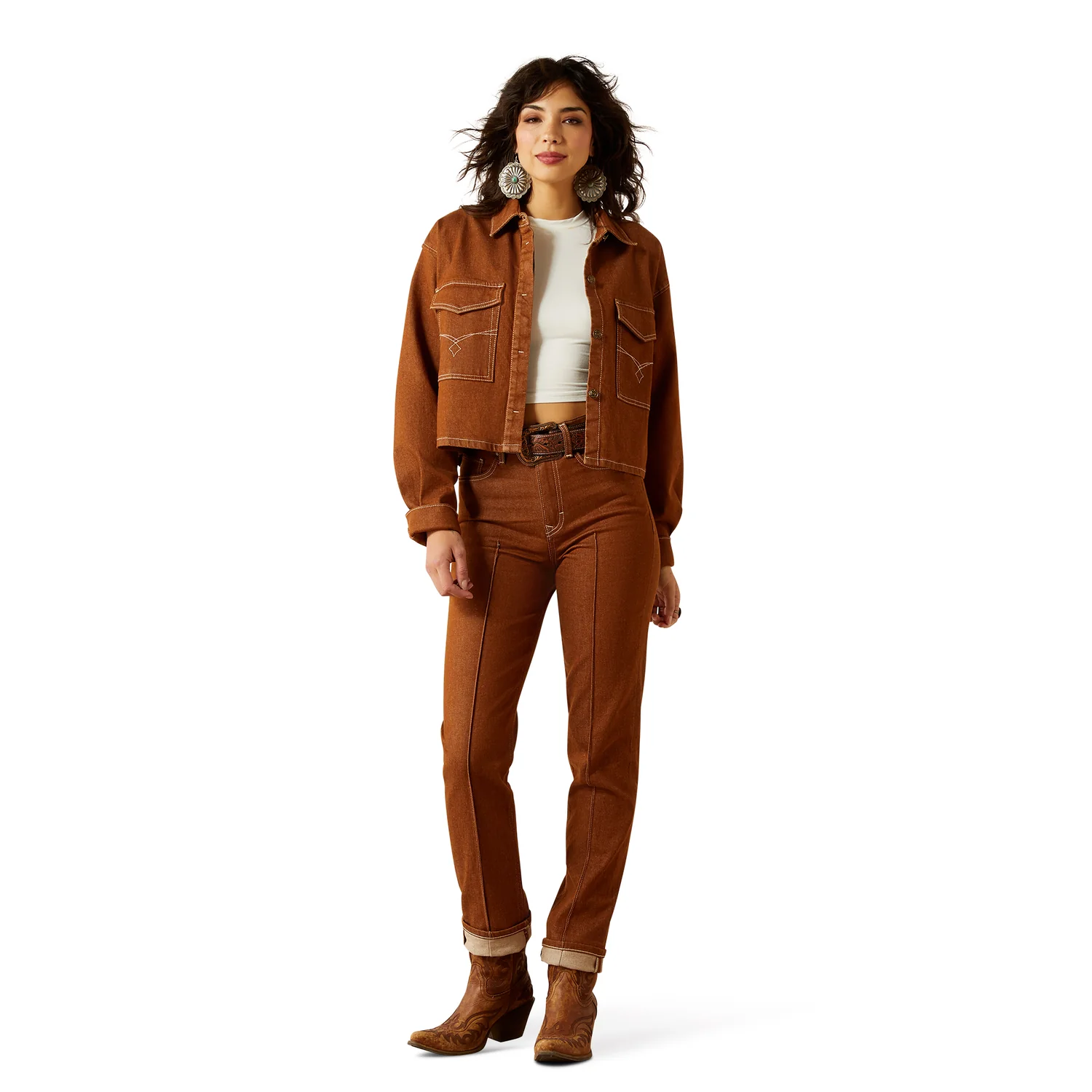 Ariat Women's Ultra High Rise Jazmine Relaxed Straight Leg Jean - Pecan Brown - Image 2