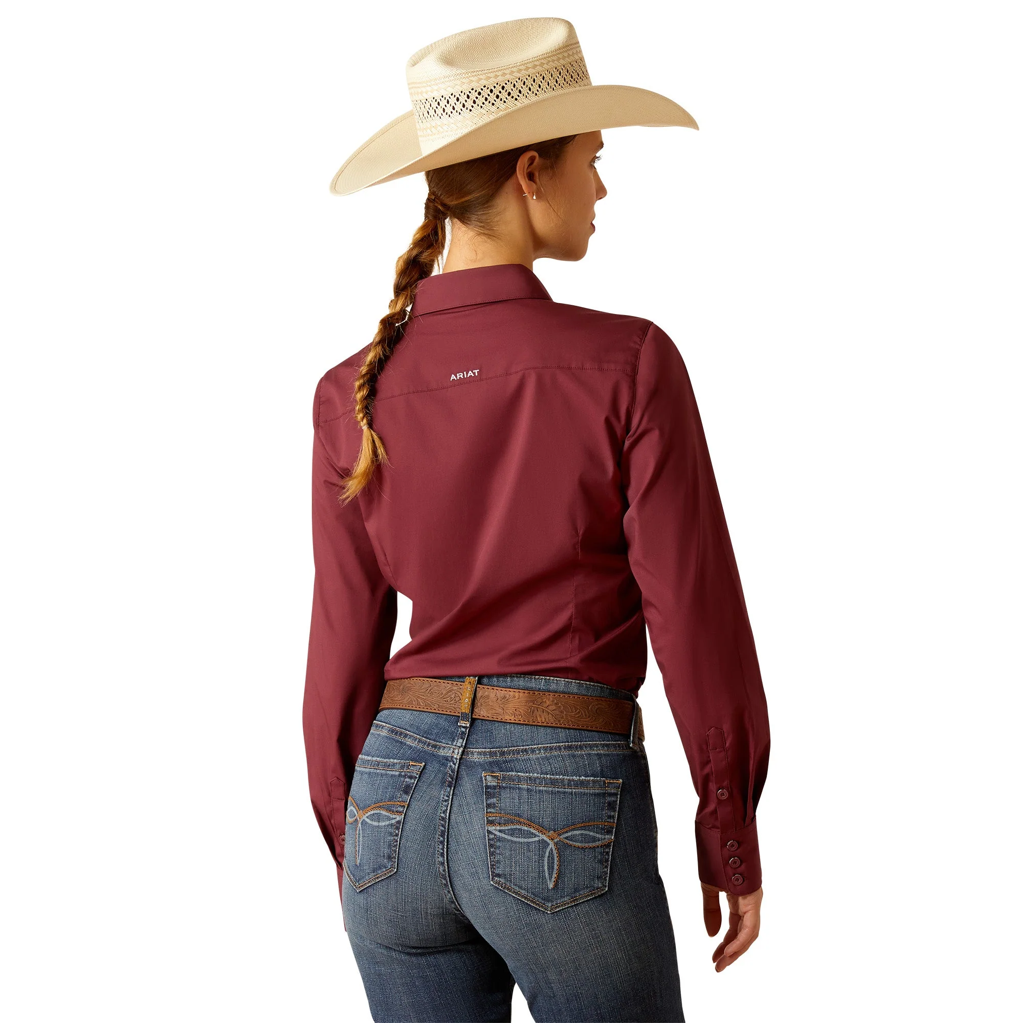 Ariat Women's Wrinkle Resistant Kirby Long Sleeve Shirt - Burgundy - Image 2