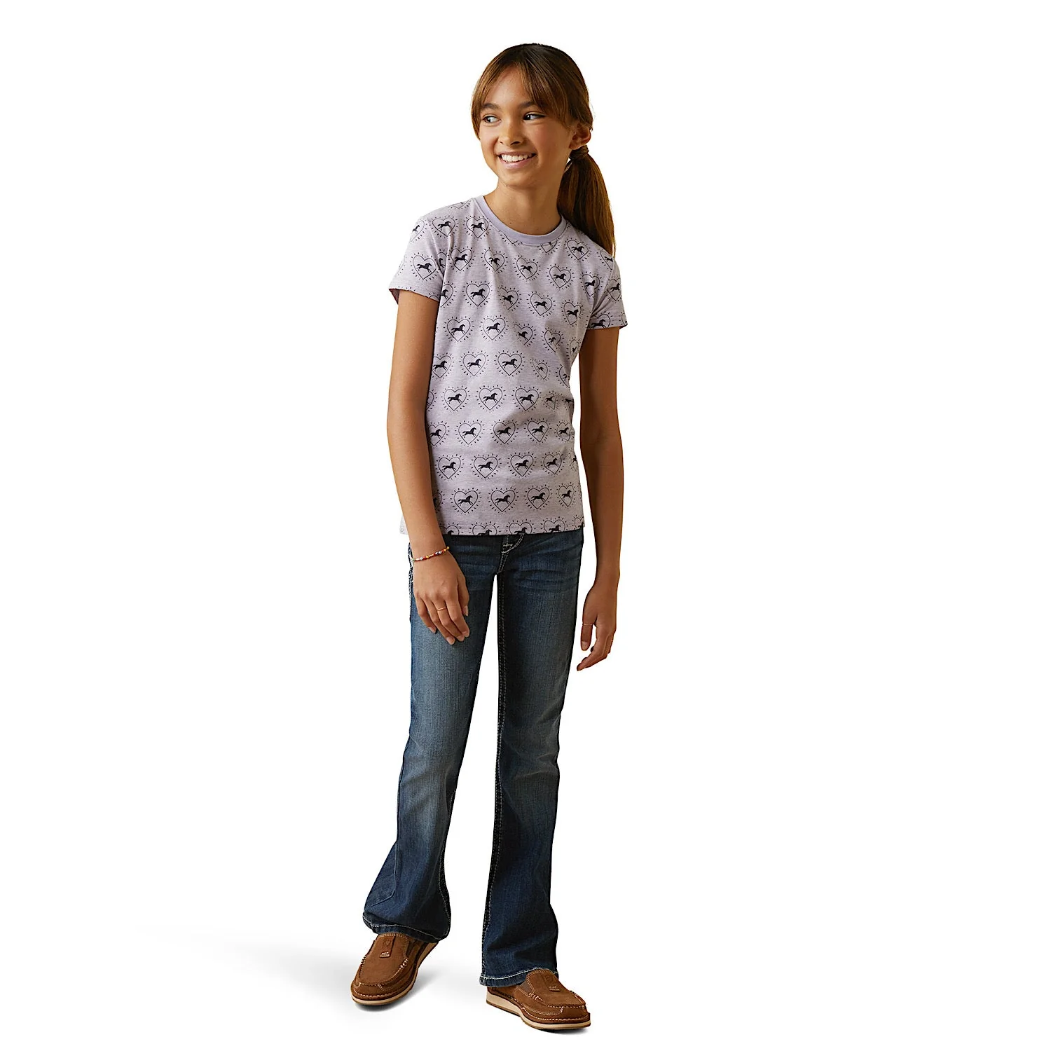Ariat Youth So Love SS T-Shirt Half Drop Heather Grey - Image 3