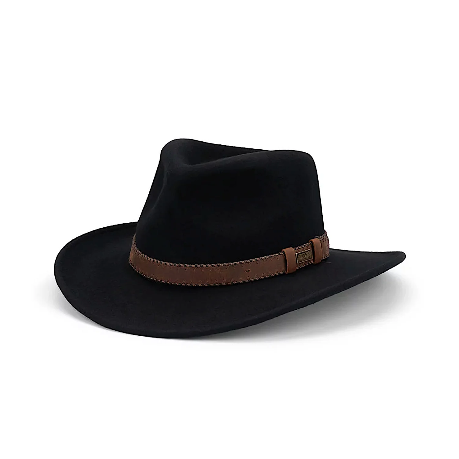Avenel Buck Flinders Wool Felt Outback Hat - Black