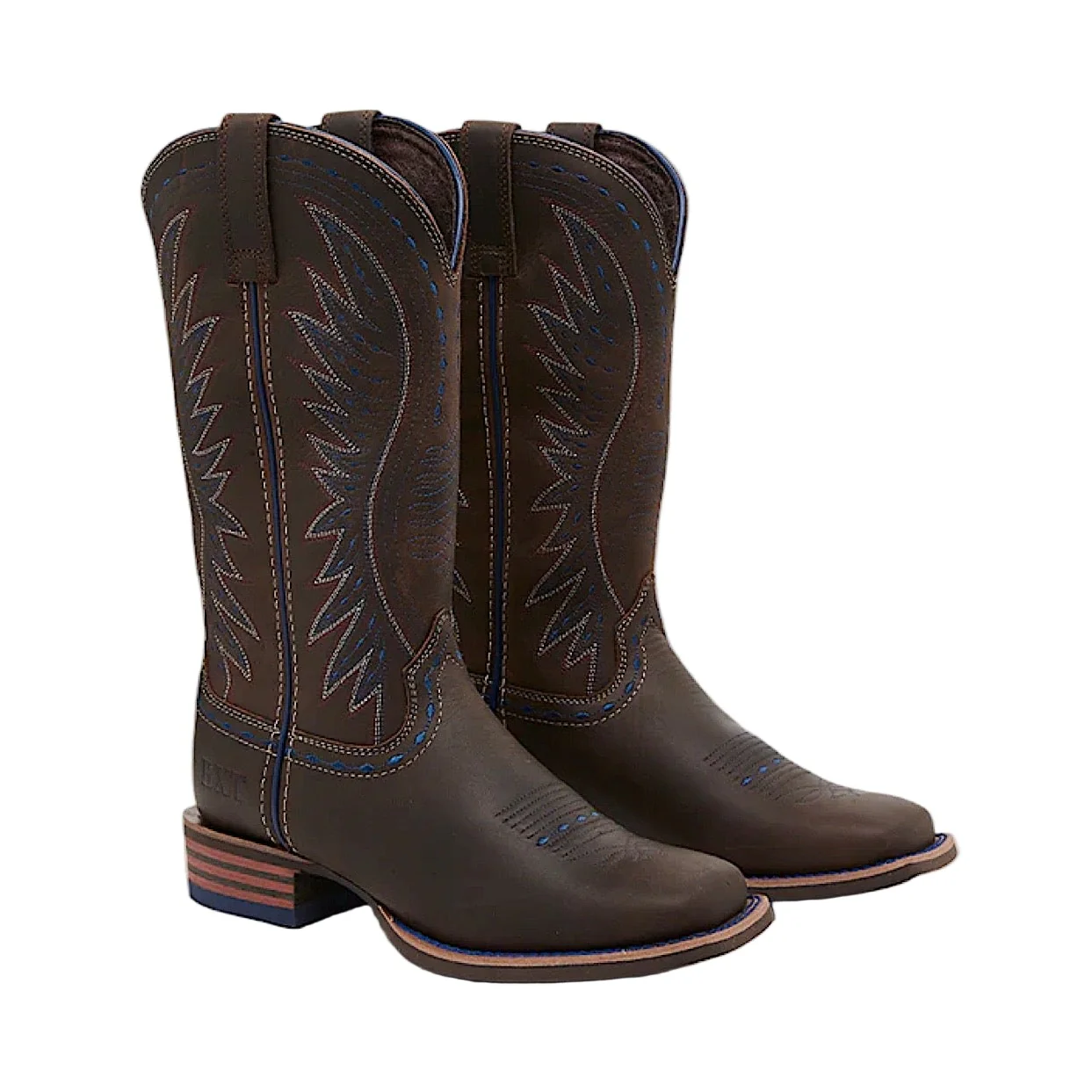 Baxter Women's Dixie Western Work Boot - Dark Brown / Blue / Orange