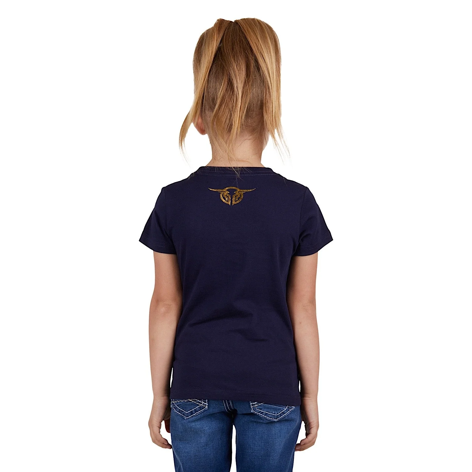 Bullzye Girl's Heart Tee-Navy - Image 3