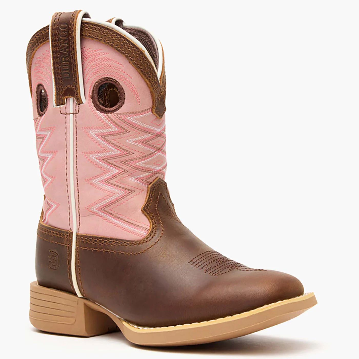 Durango Little Kid's Lil Rebel Pro Western Boot - Dark Chestnut / Bubblegum