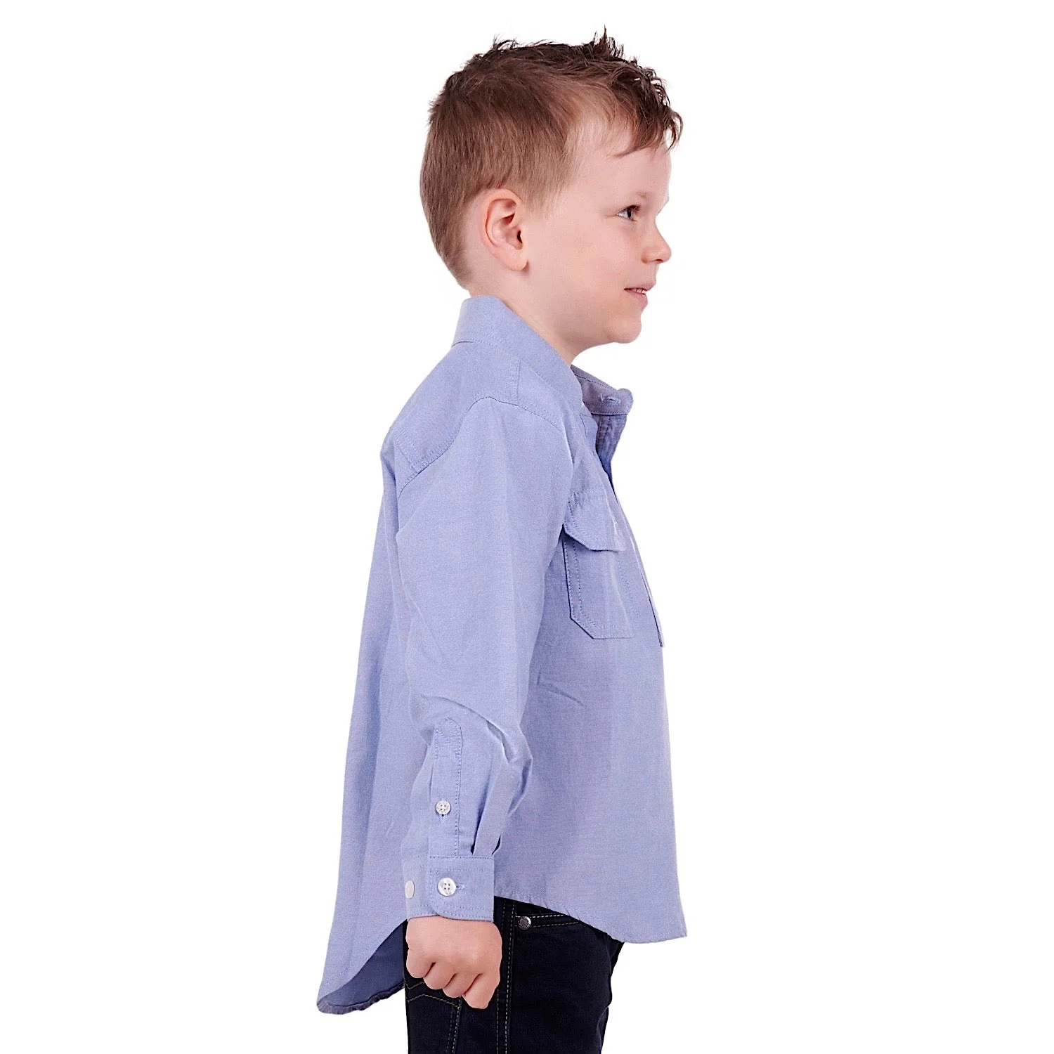 Hard Slog Kids Jackson Half Placket Shirt Blue - Image 2