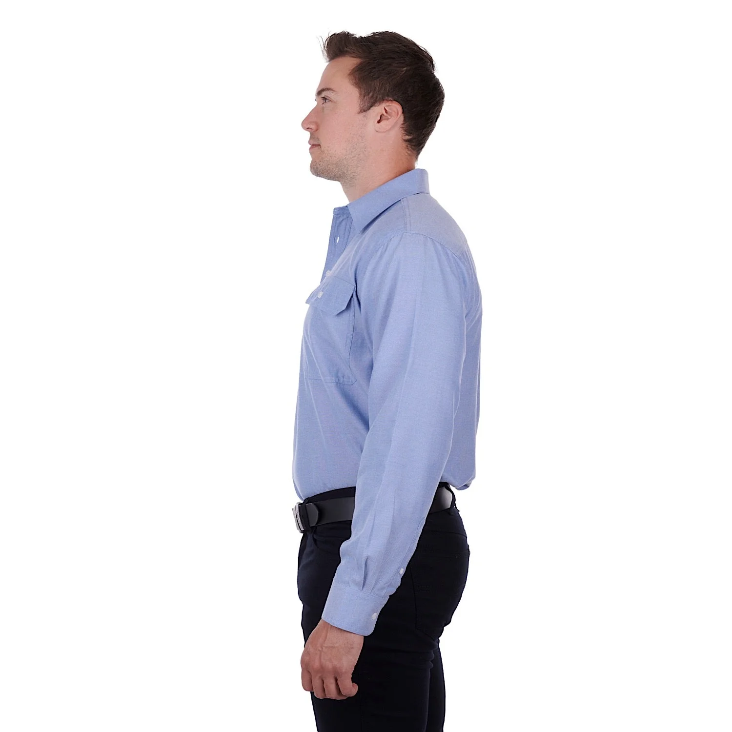 Hard Slog Mens Jackson Half Placket Shirt Blue - Image 5