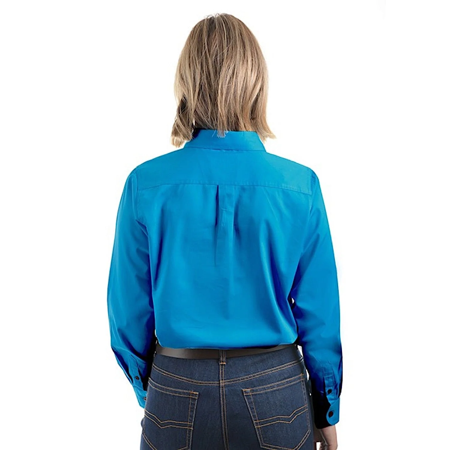 Hard Slog Women's Half Placket Light Cotton Shirt - Bright Blue - Image 3