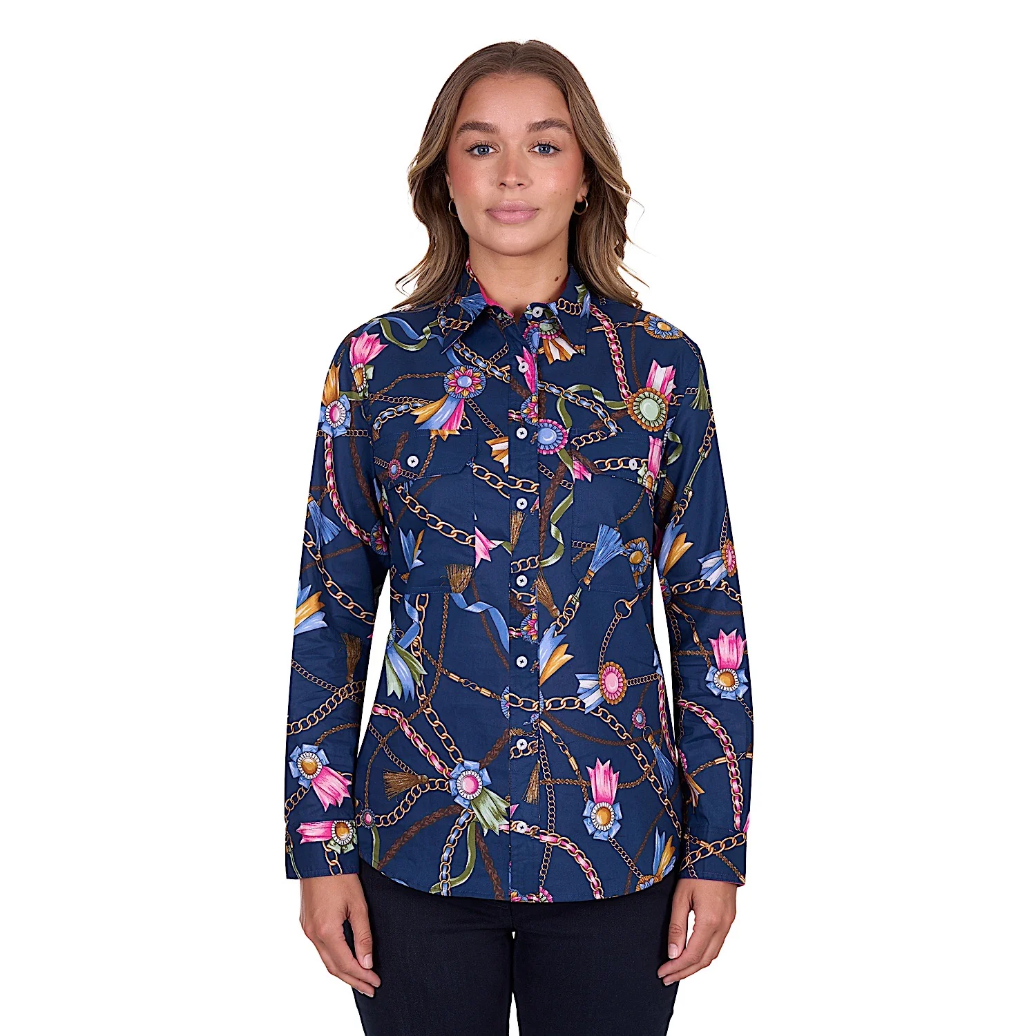 Hard Slog Women's Jolie Full Placket Long Sleeve Shirt - Navy - Image 2