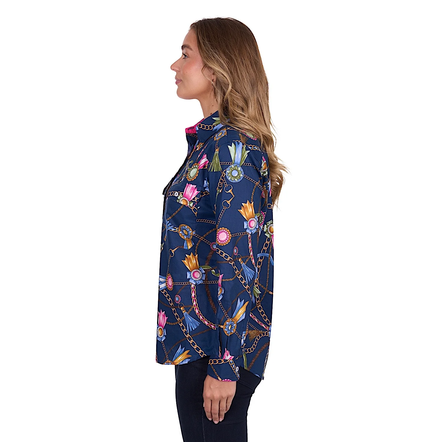 Hard Slog Women's Jolie Full Placket Long Sleeve Shirt - Navy - Image 3