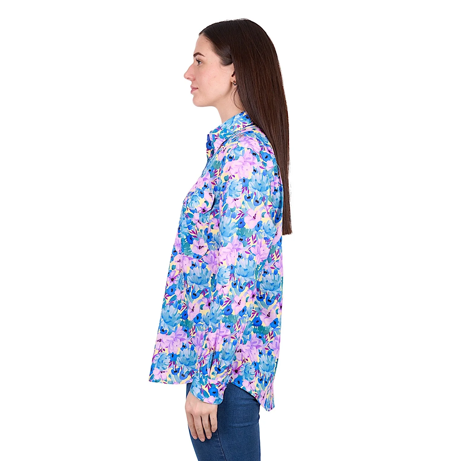 Hard Slog Women's Trixie 1/2 Placket Shirt - Blue/Multi - Image 3