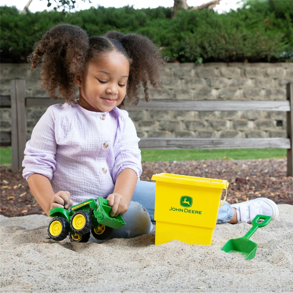John Deere Kid's Sand Pit Bucket Set: Tractor, Bucket & Shovel - Image 2