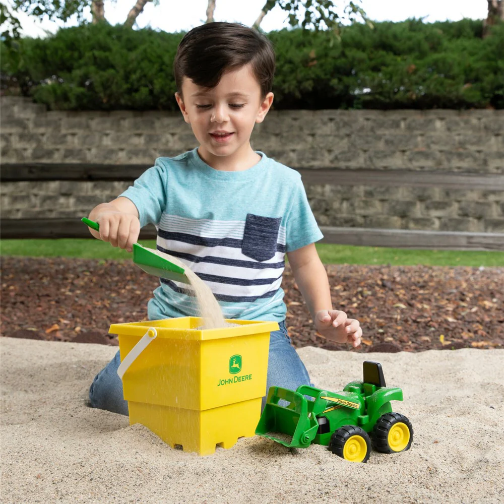 John Deere Kid's Sand Pit Bucket Set: Tractor, Bucket & Shovel - Image 3
