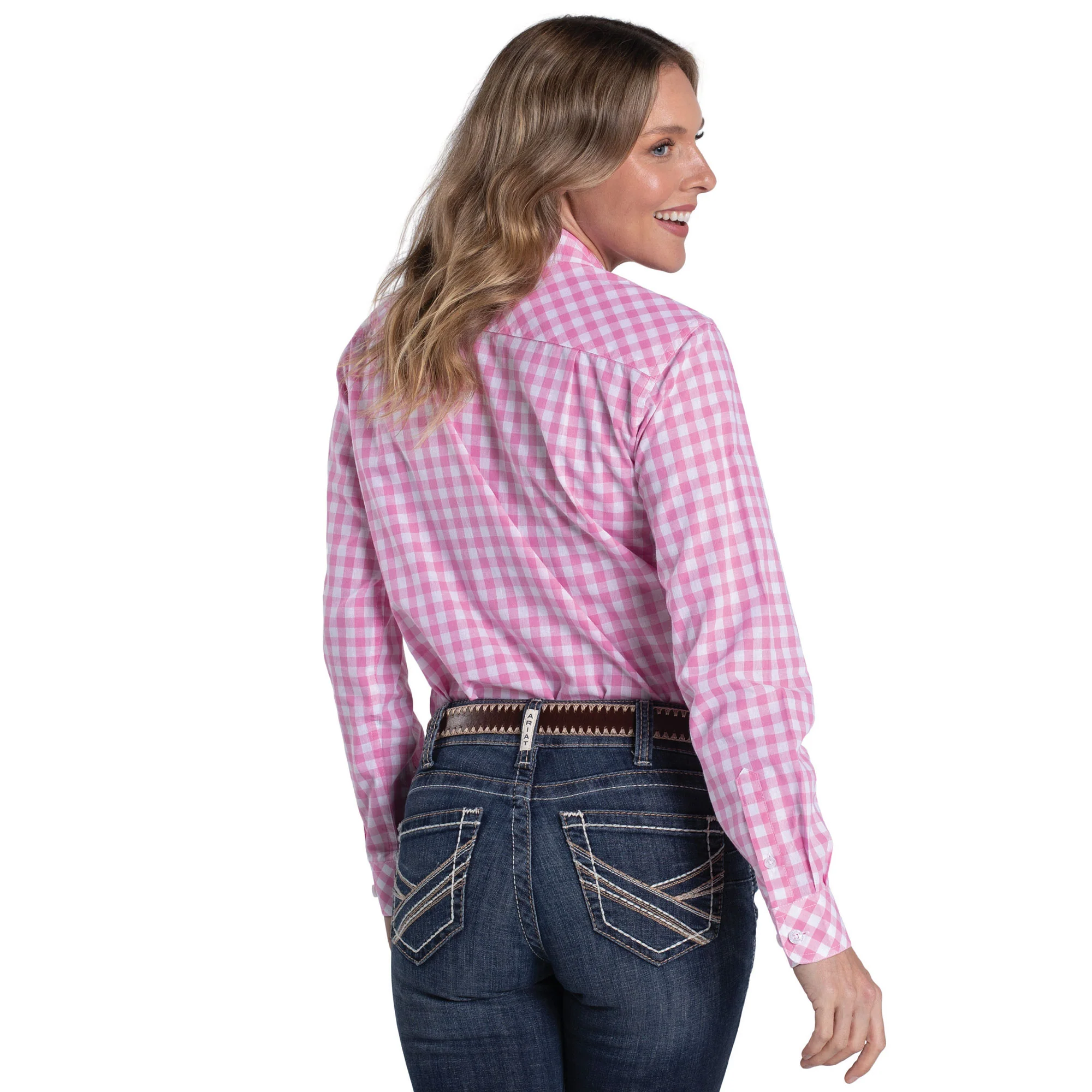 Just Country Women's Abbey Full Button Print Workshirt - Pink Lemonade / White - Image 2