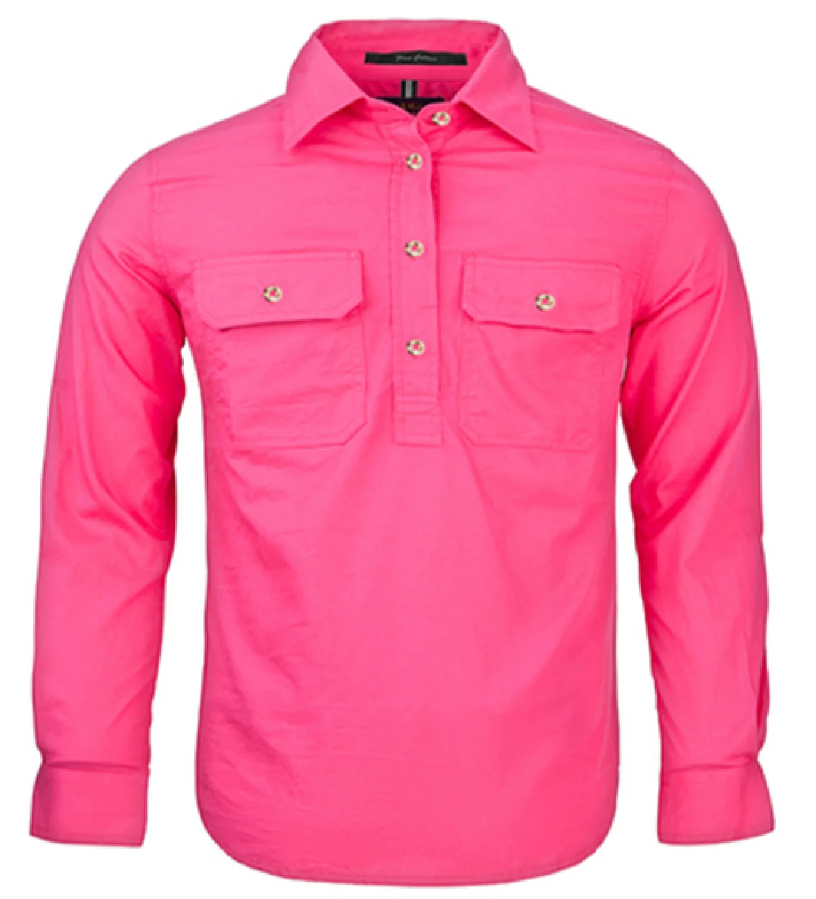 Pilbara Kid's Closed Front Shirt - Hot Pink