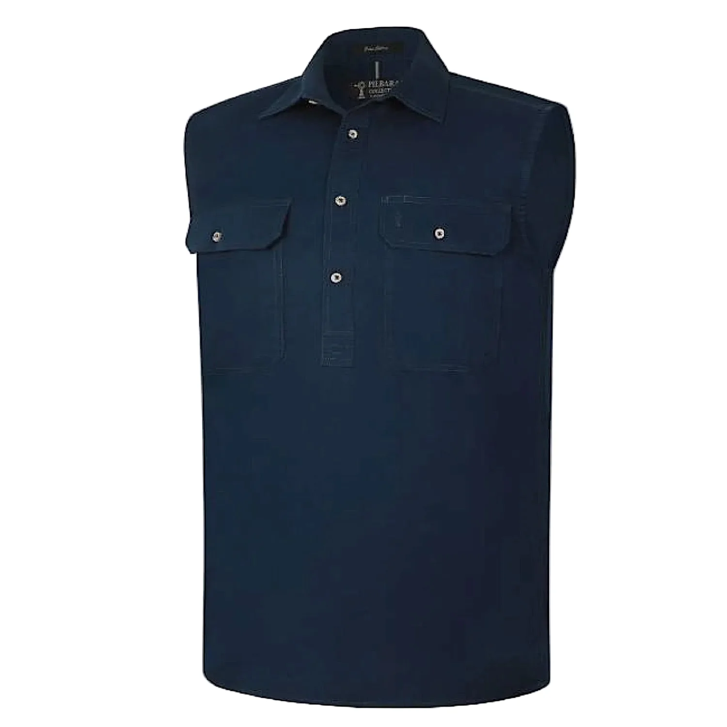 Pilbara Men's Closed Front Sleeveless Shirt - French Navy