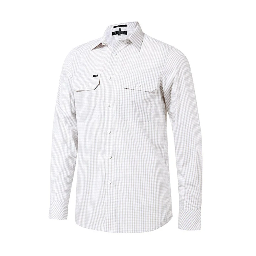 Pilbara Men's Shirt - Taupe/White Check