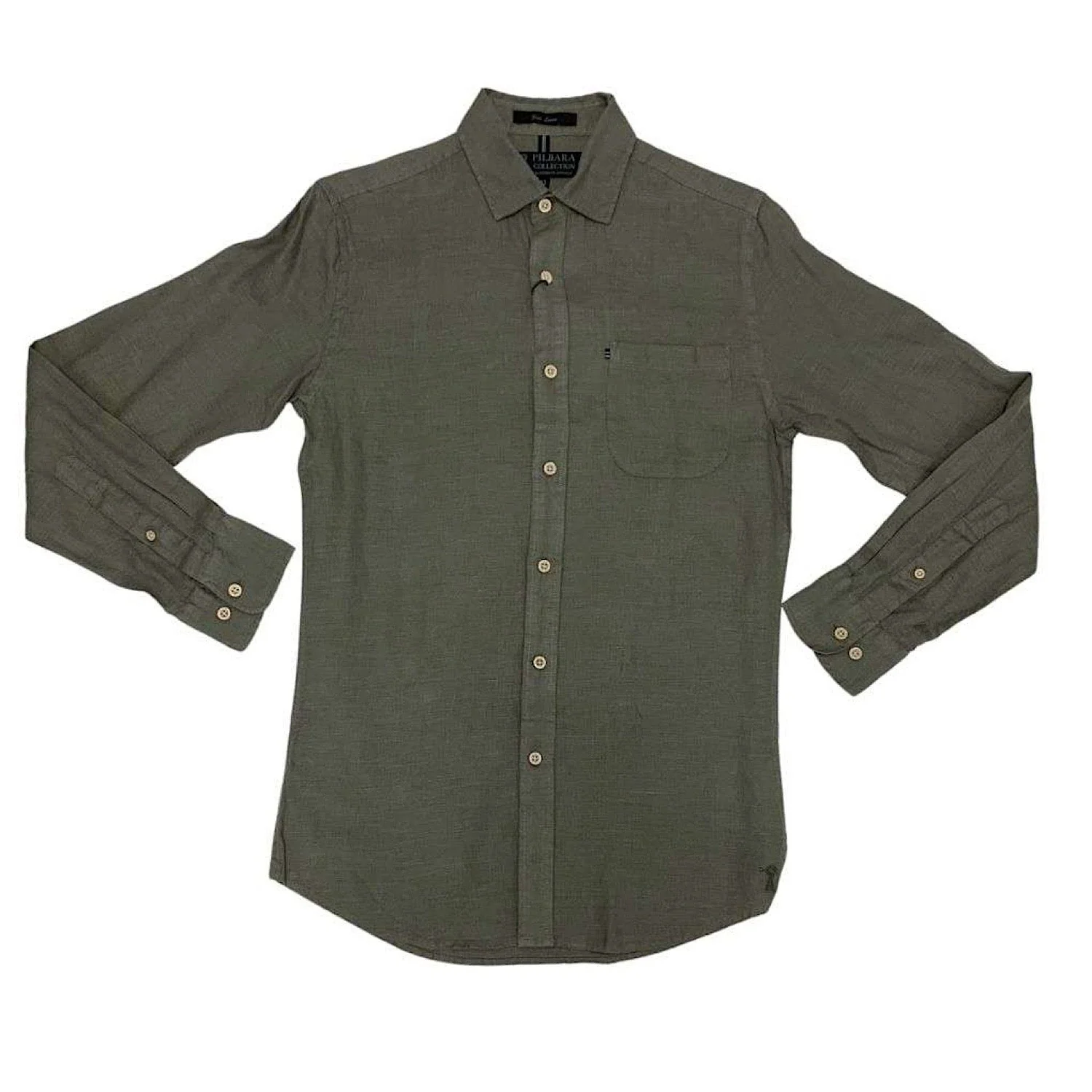 Pilbara Men's Classic Fit Linen Shirt - Army - Image 2