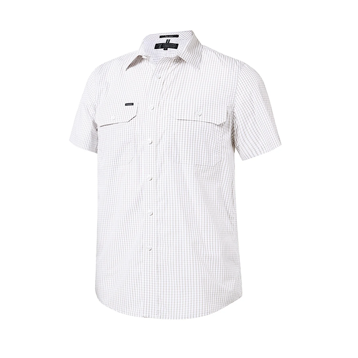 Pilbara Men's S/S Shirt - Taupe/White Check