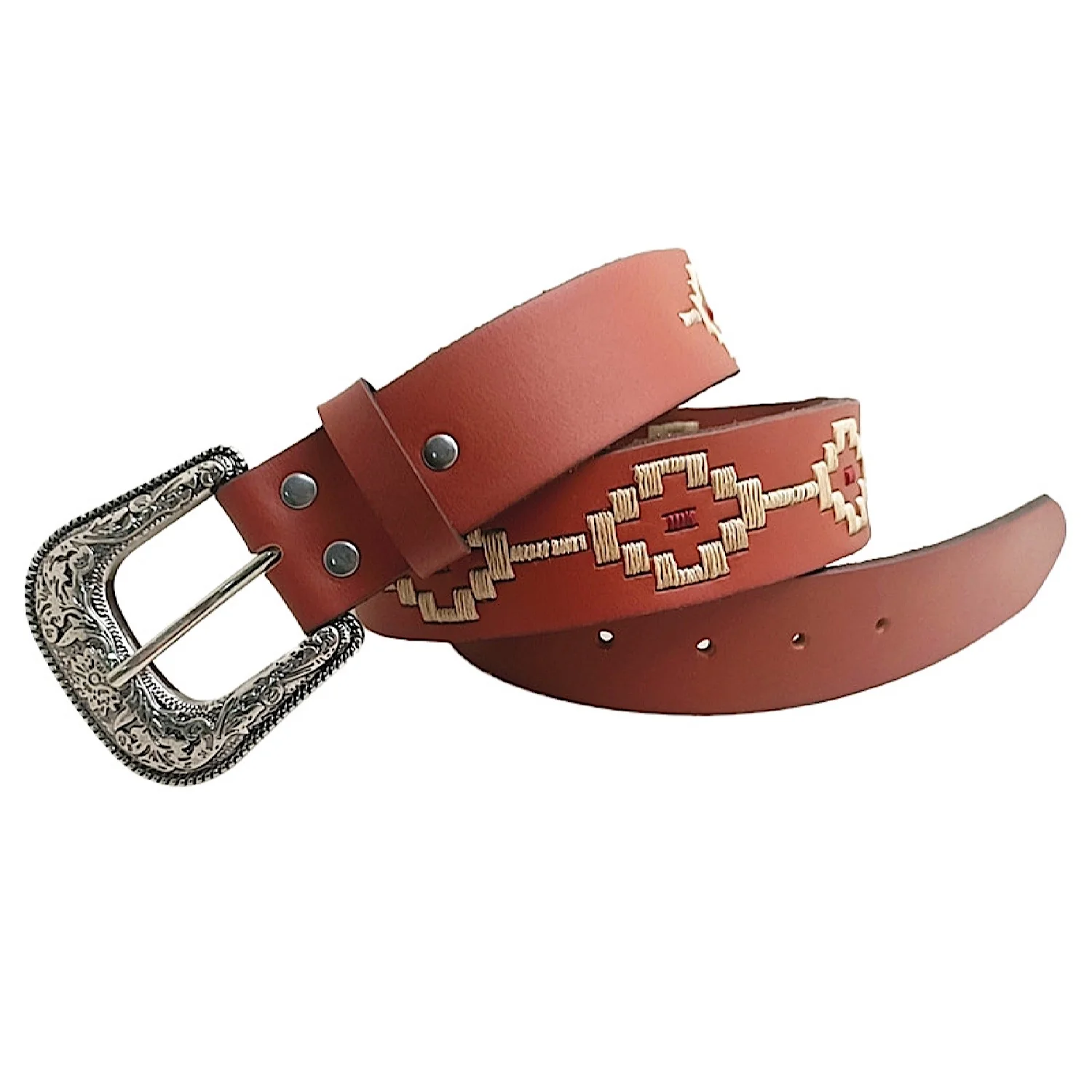 Pilbara Western Kid's Dress Buckle Navajo Belt - Tan