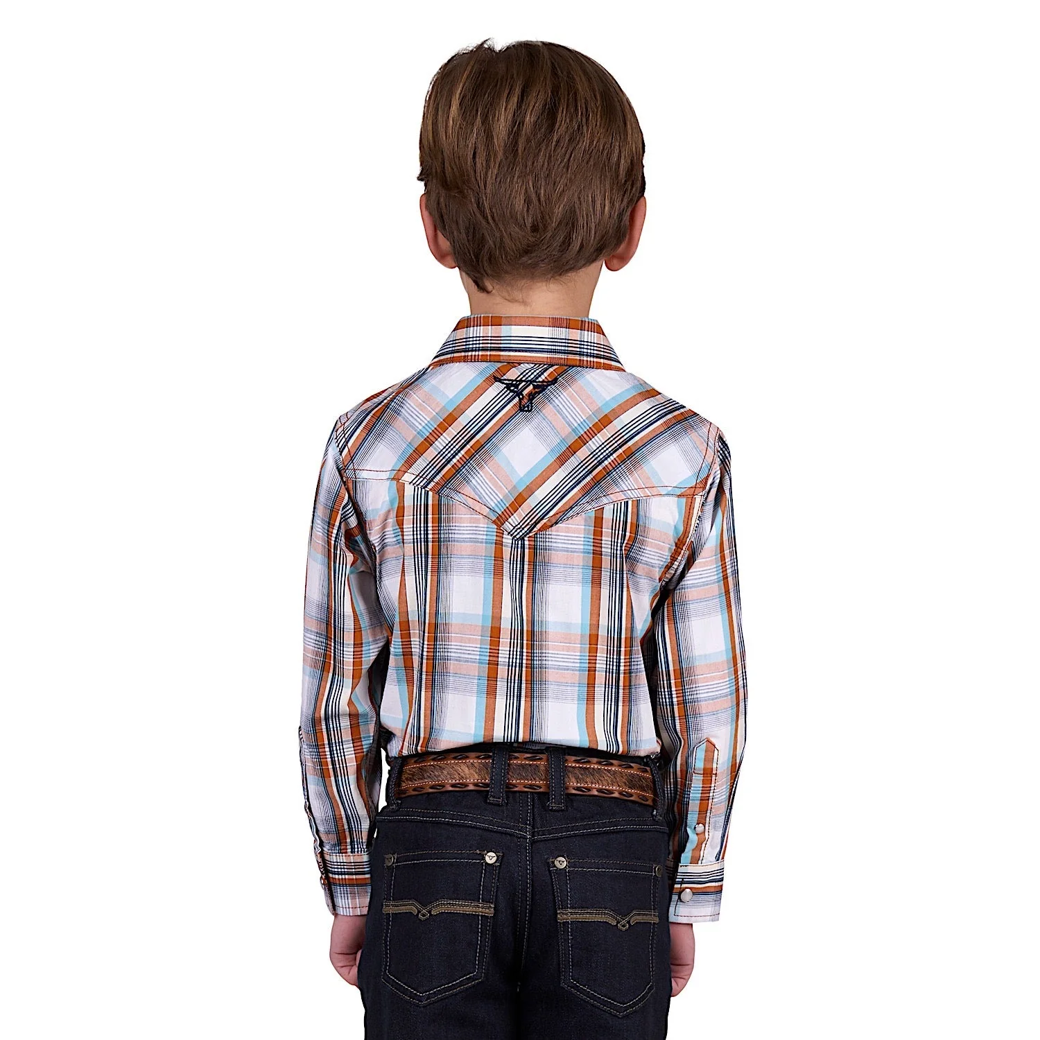Pure Western Boy's Axel Check Western Shirt - Tan - Image 2