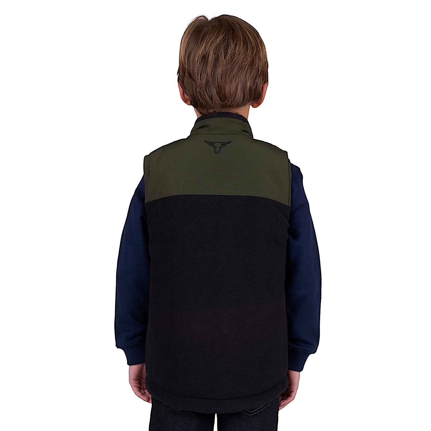 Pure Western Boy's Ralph Reversible Vest - Green/Black - Image 4