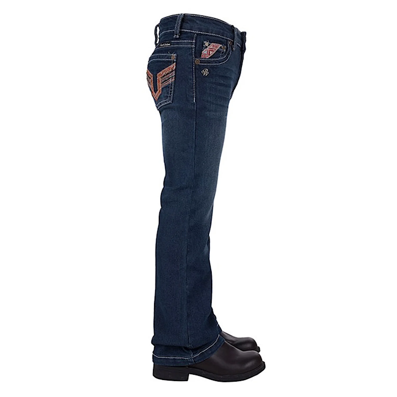 Pure Western Girl's Aztec Bootcut Jean - Darkest Night