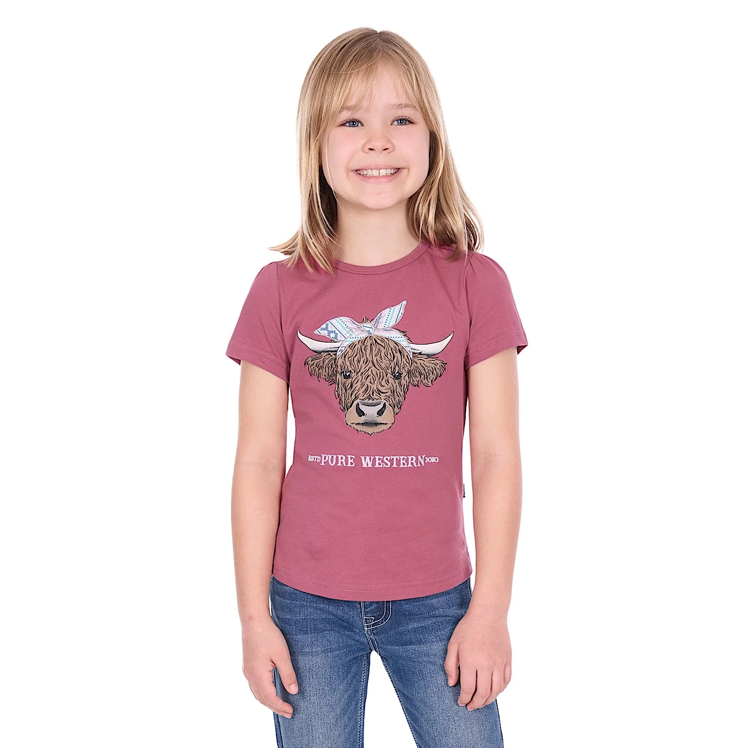 Pure Western Girl's Estelle T-Shirt - Raspberry