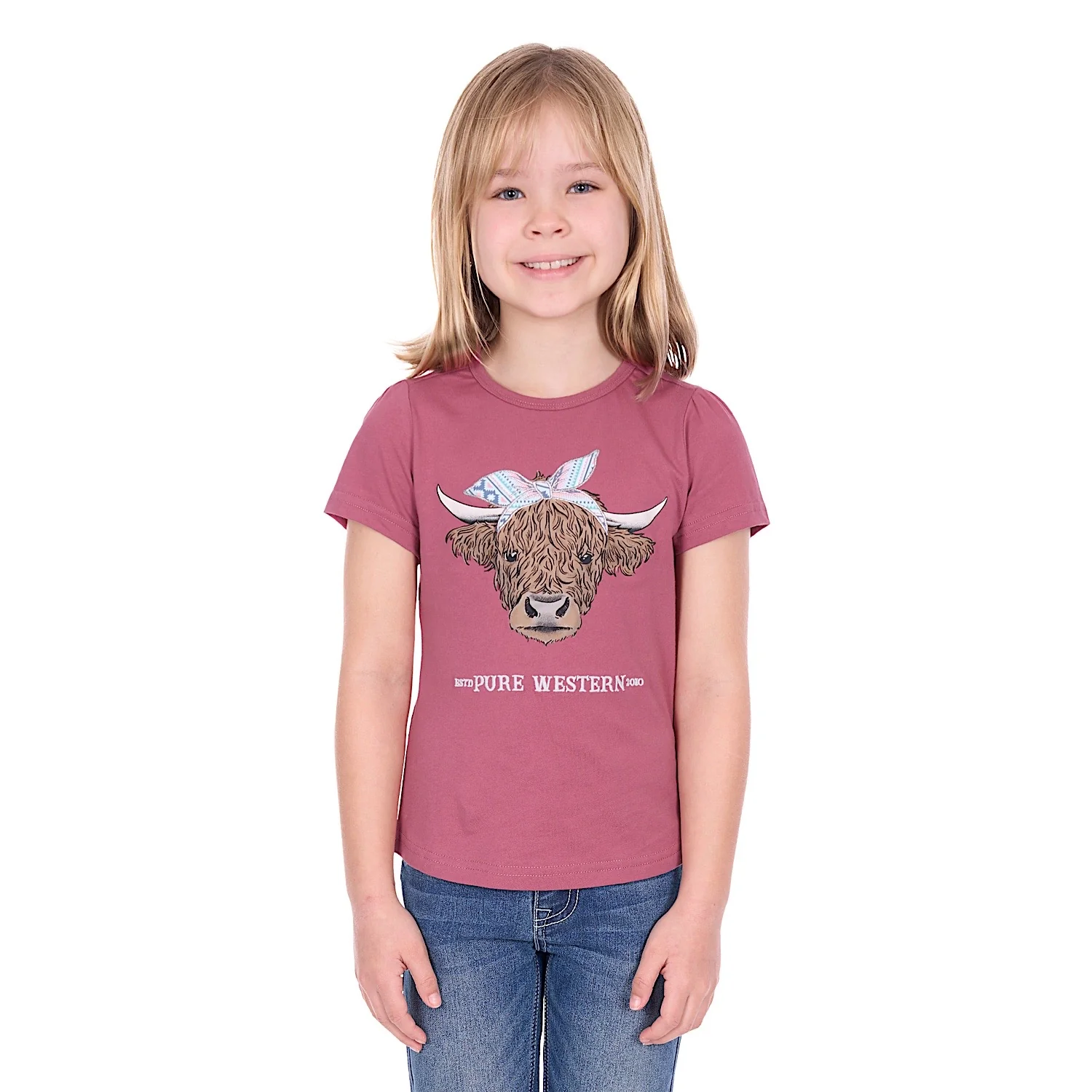 Pure Western Girl's Estelle T-Shirt - Raspberry - Image 2