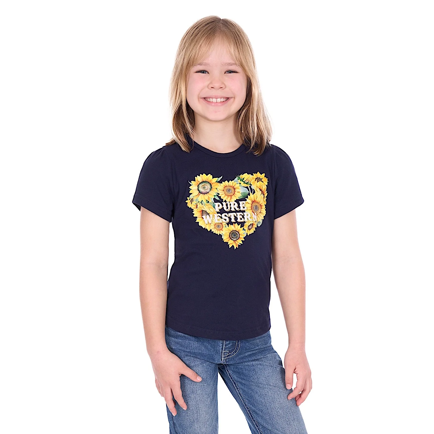 Pure Western Girl's Marissa T-Shirt - Navy