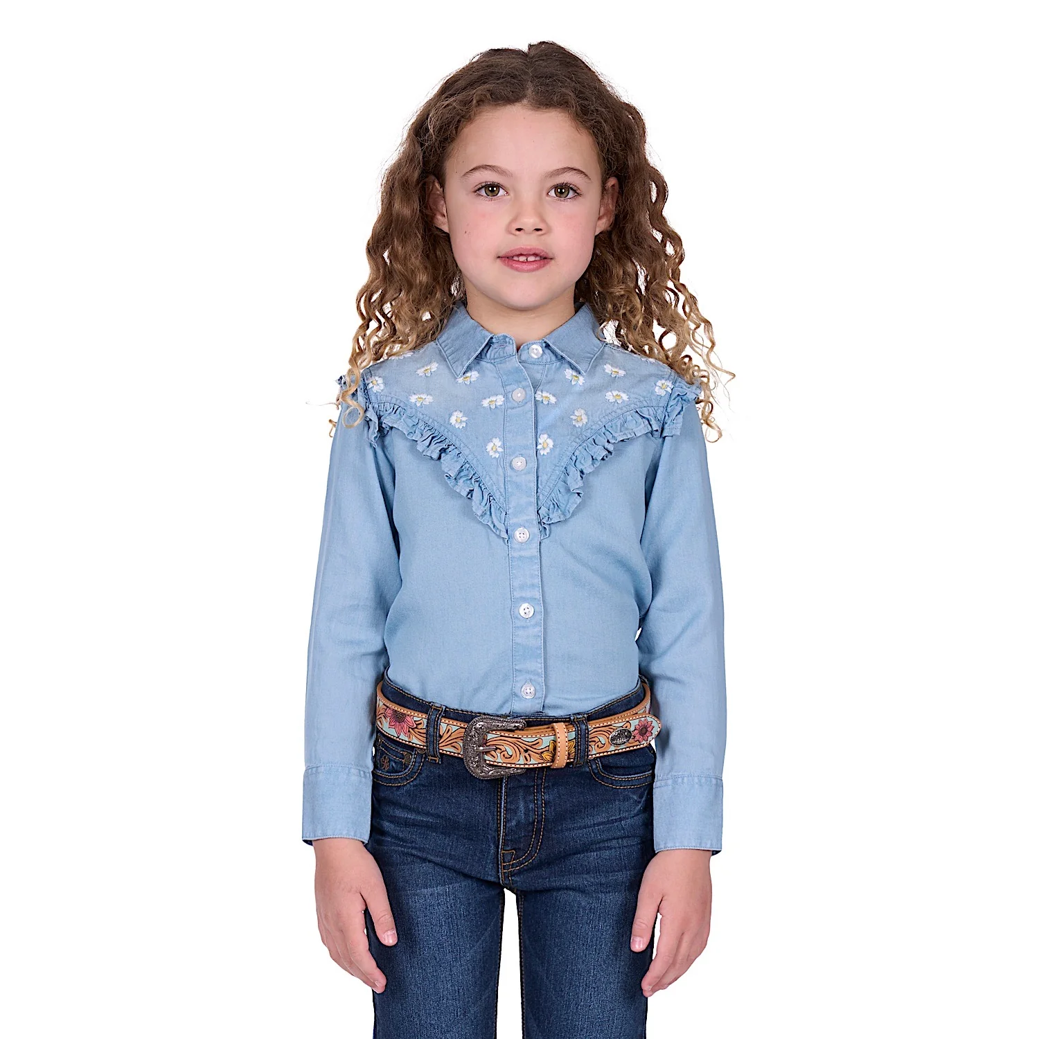 Pure Western Girl's Pheobe Shirt - Blue - Image 2