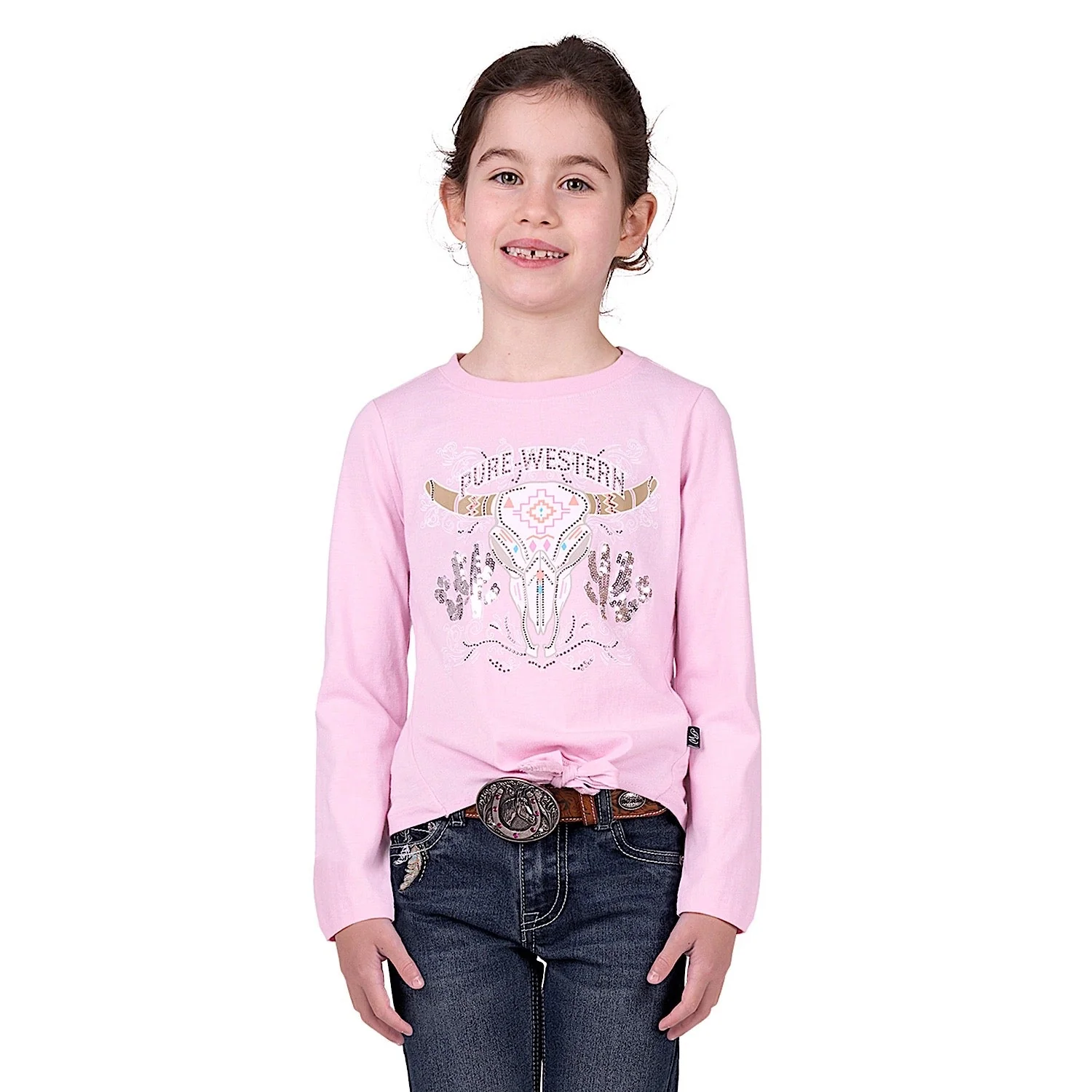 Pure Western Girl's Polly Long Sleeve Tee - Pink - Image 3