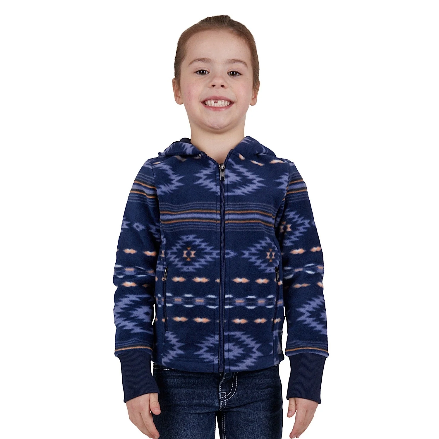 Pure Western Girl's Tegan Zip Through Hoodie - Blue Multi